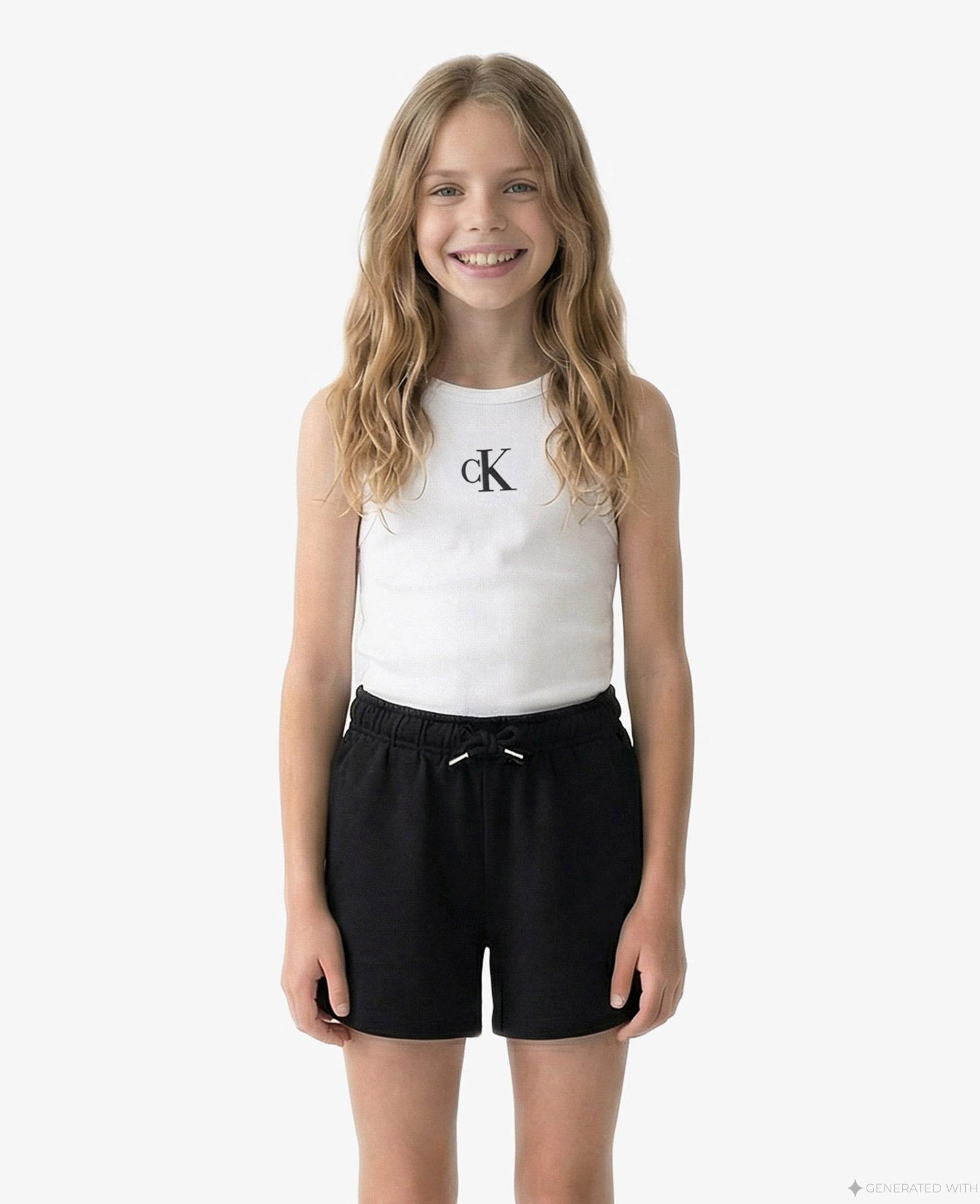 Calvin Klein Logo Çocuk Beyaz Kolsuz T-Shirt