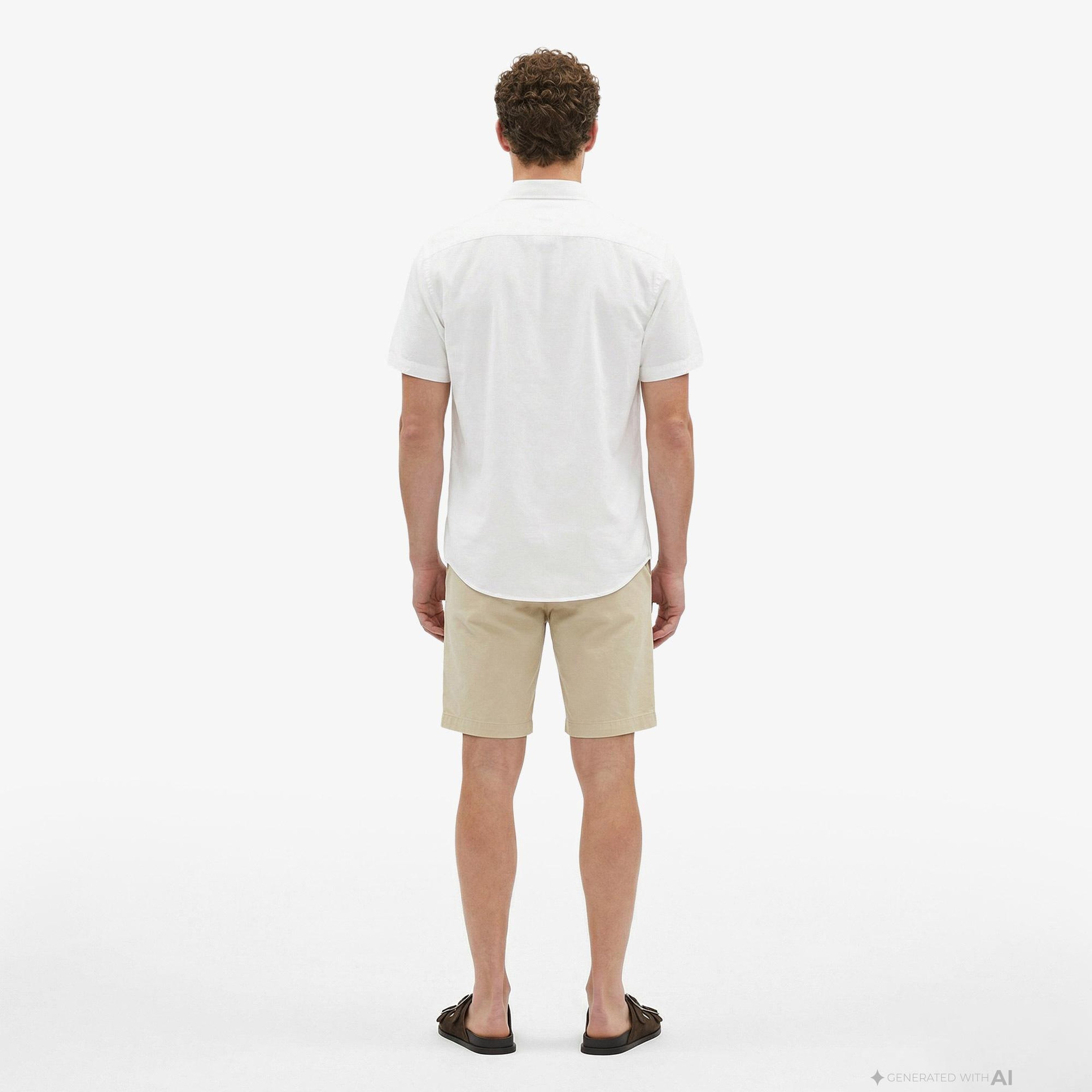 Calvin Klein Solid Causal Classic Erkek Beyaz Keten Gömlek