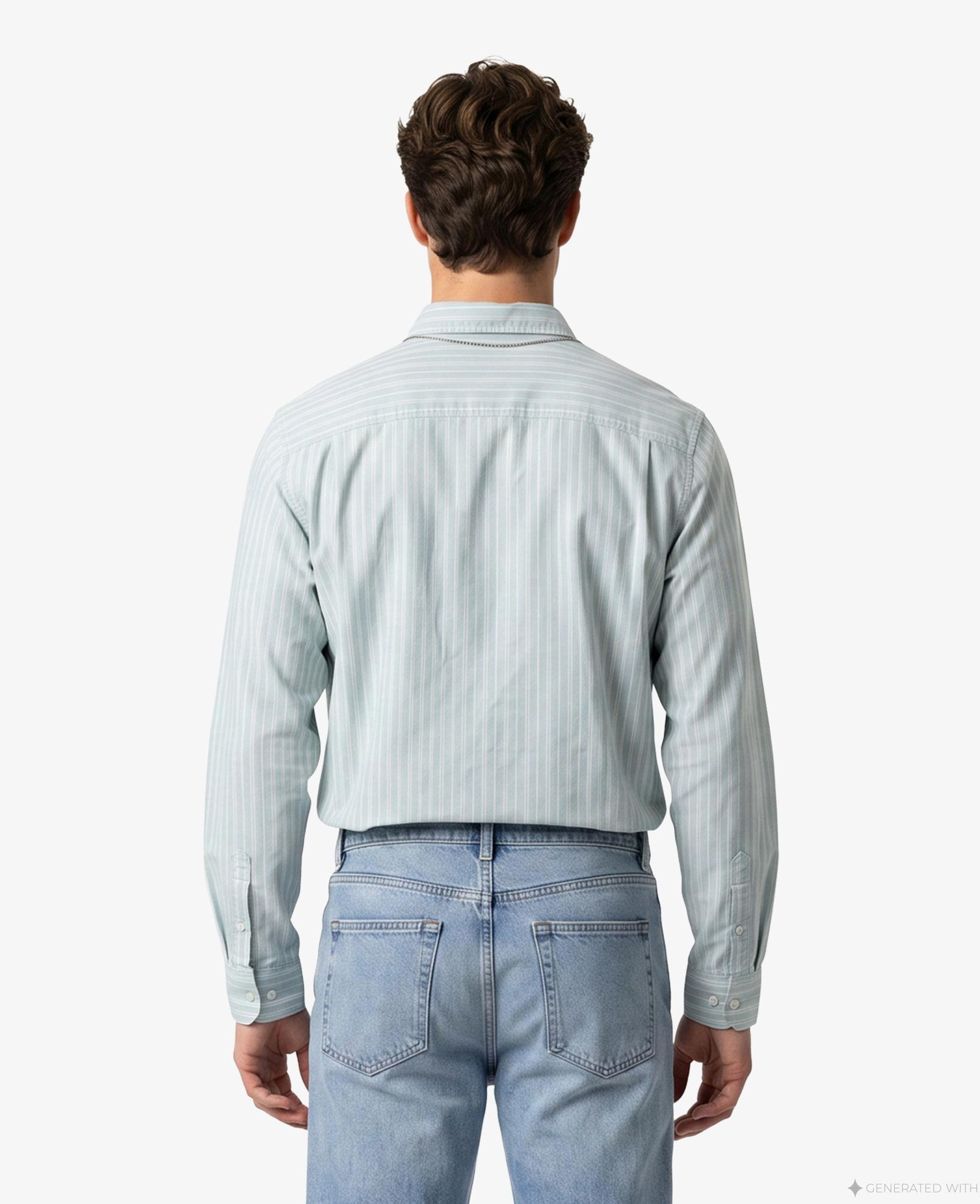 Calvin Klein Stripe Washed Oxford Easy Erkek Yeşil Gömlek