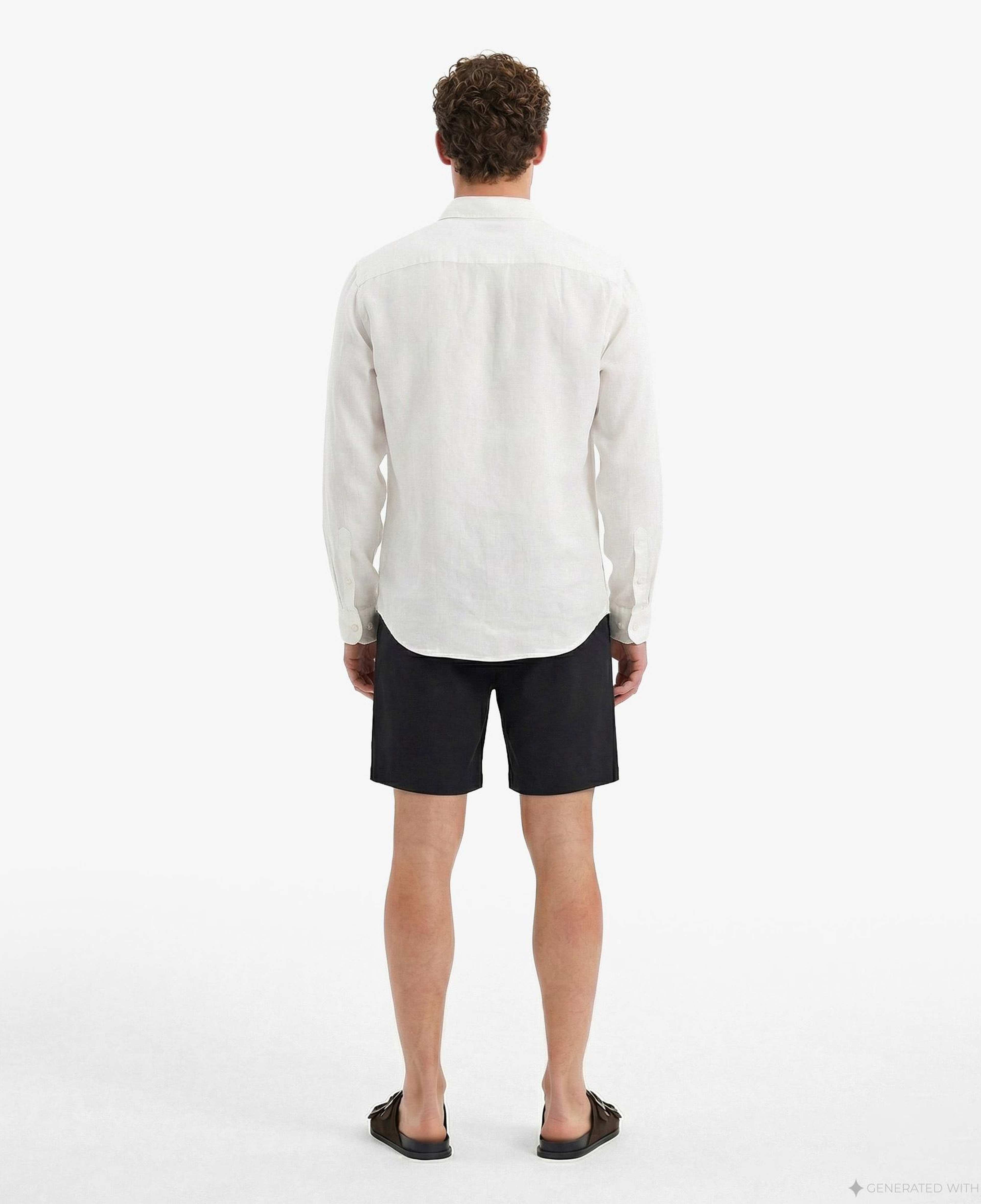 Calvin Klein Solid Casual Classic Erkek Beyaz Keten Gömlek