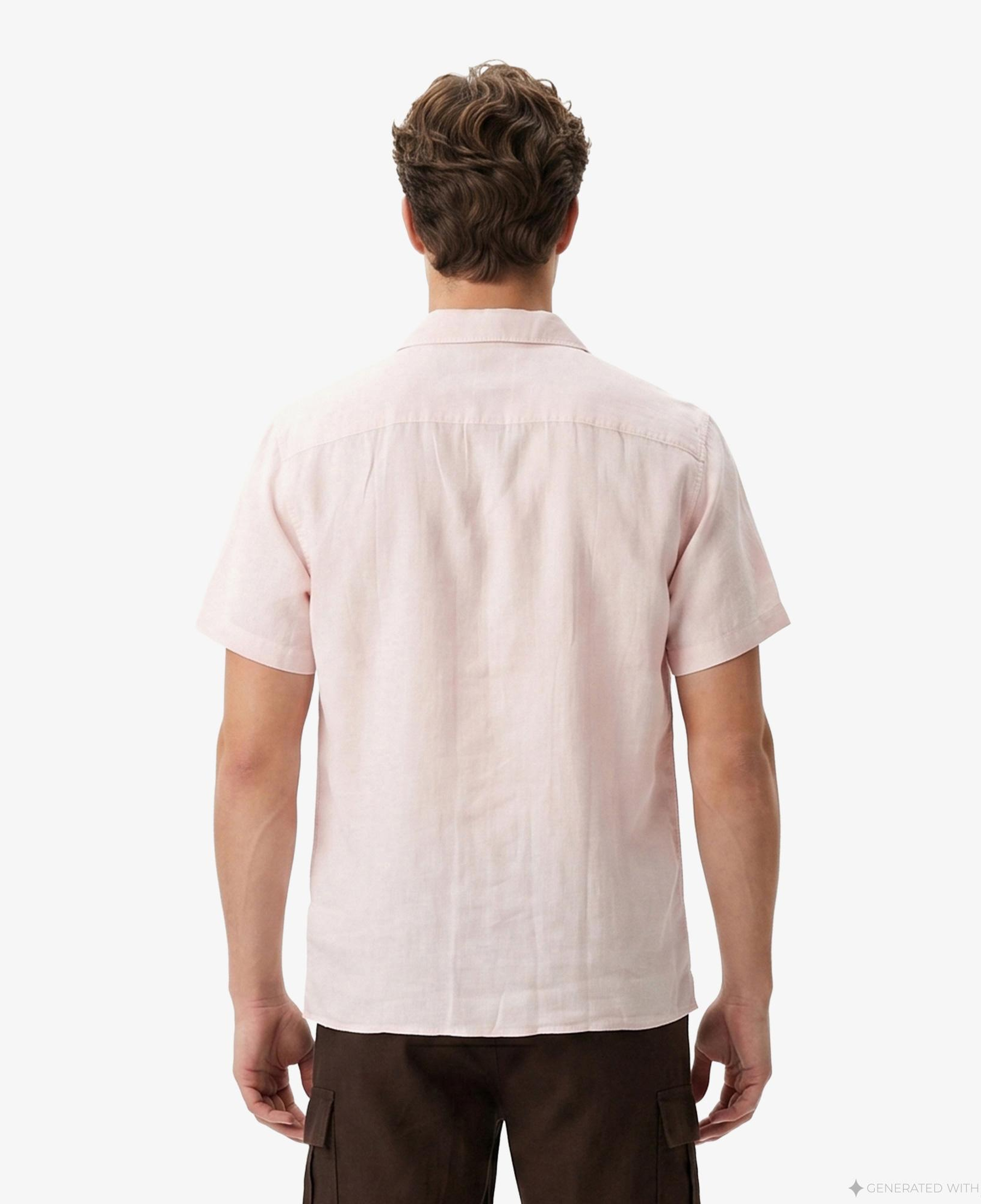 Calvin Klein Camp Collar Solid Class Erkek Turuncu Keten Gömlek