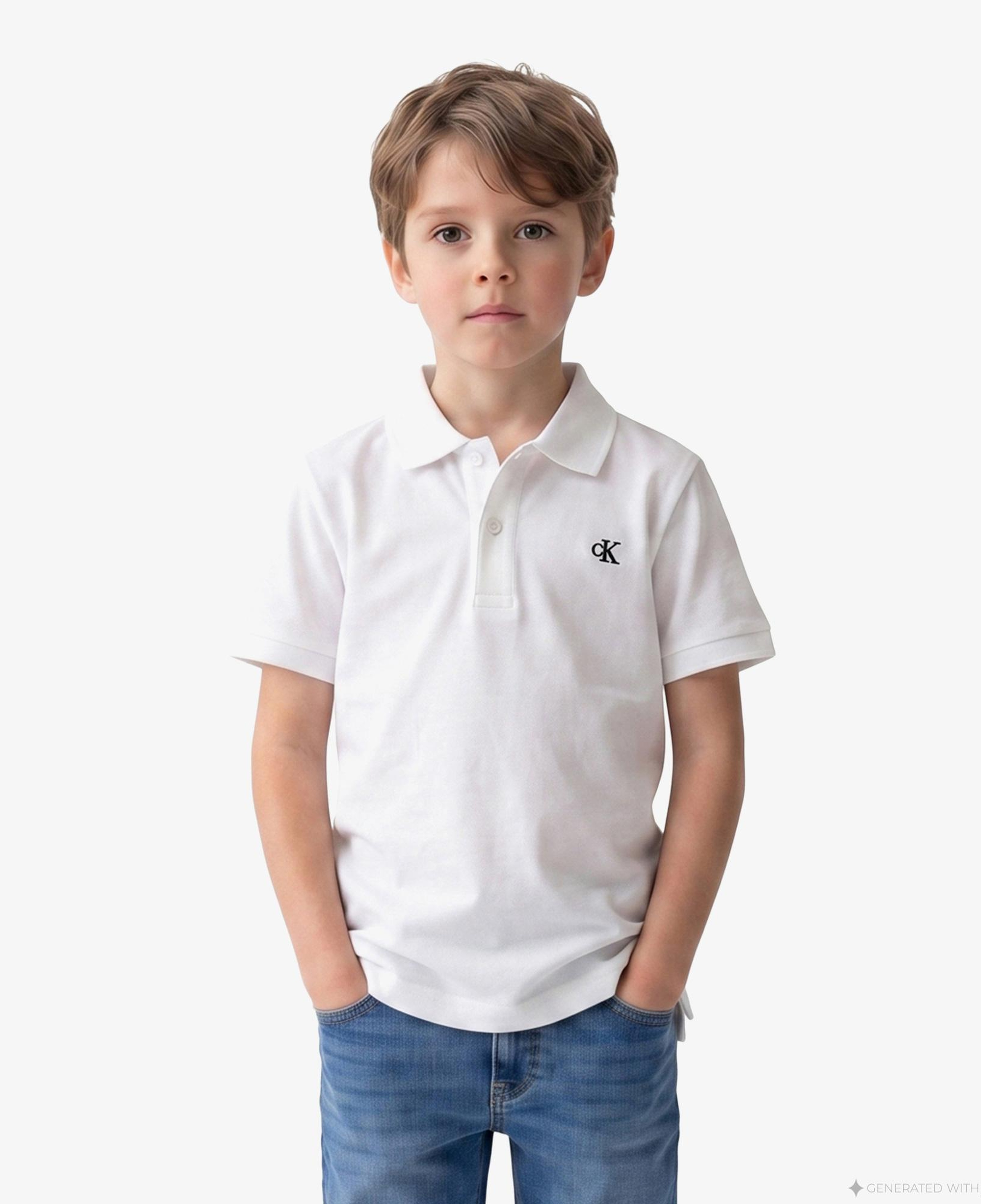 Calvin Klein Solid Çocuk Beyaz Polo