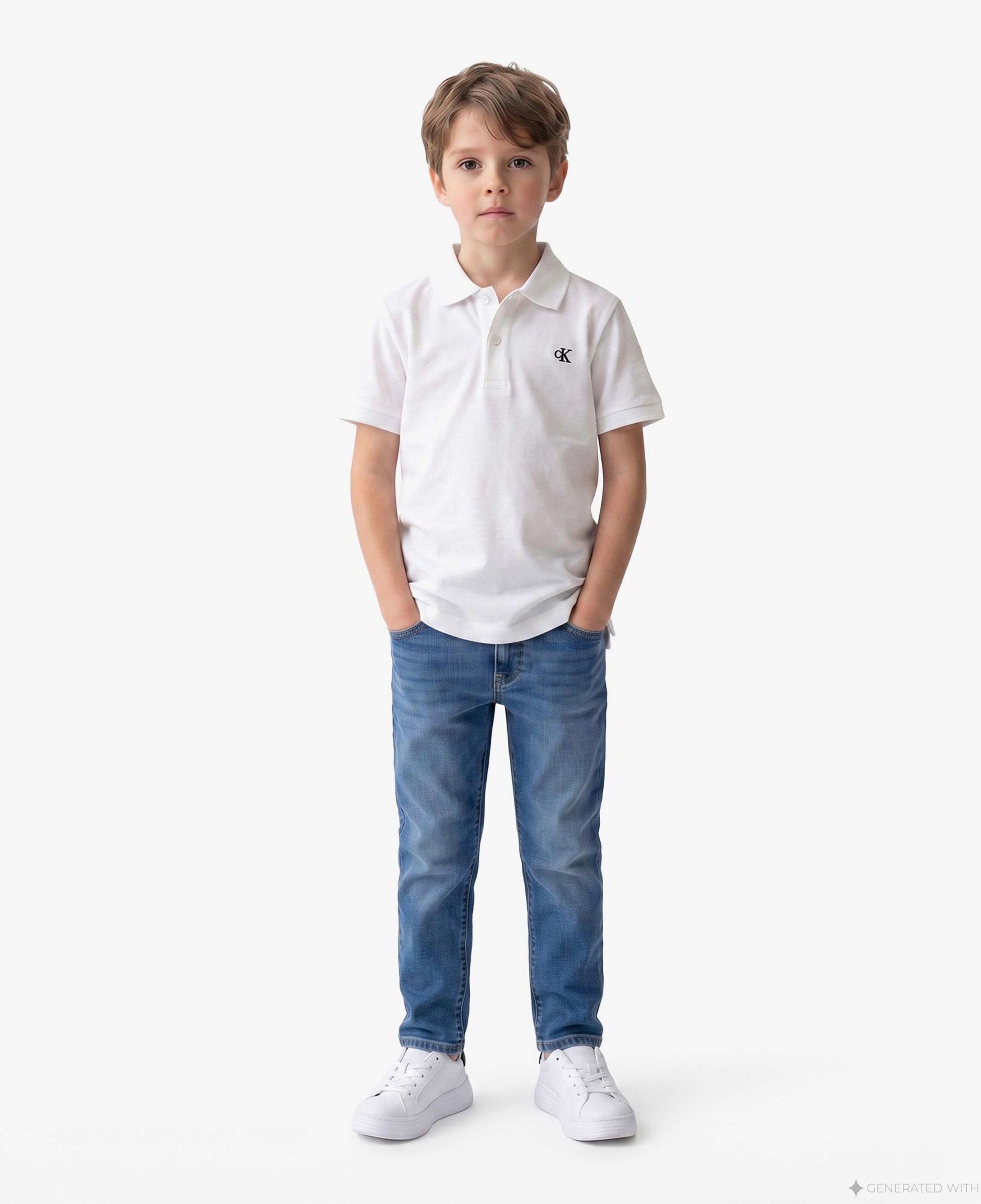 Calvin Klein Solid Çocuk Beyaz Polo