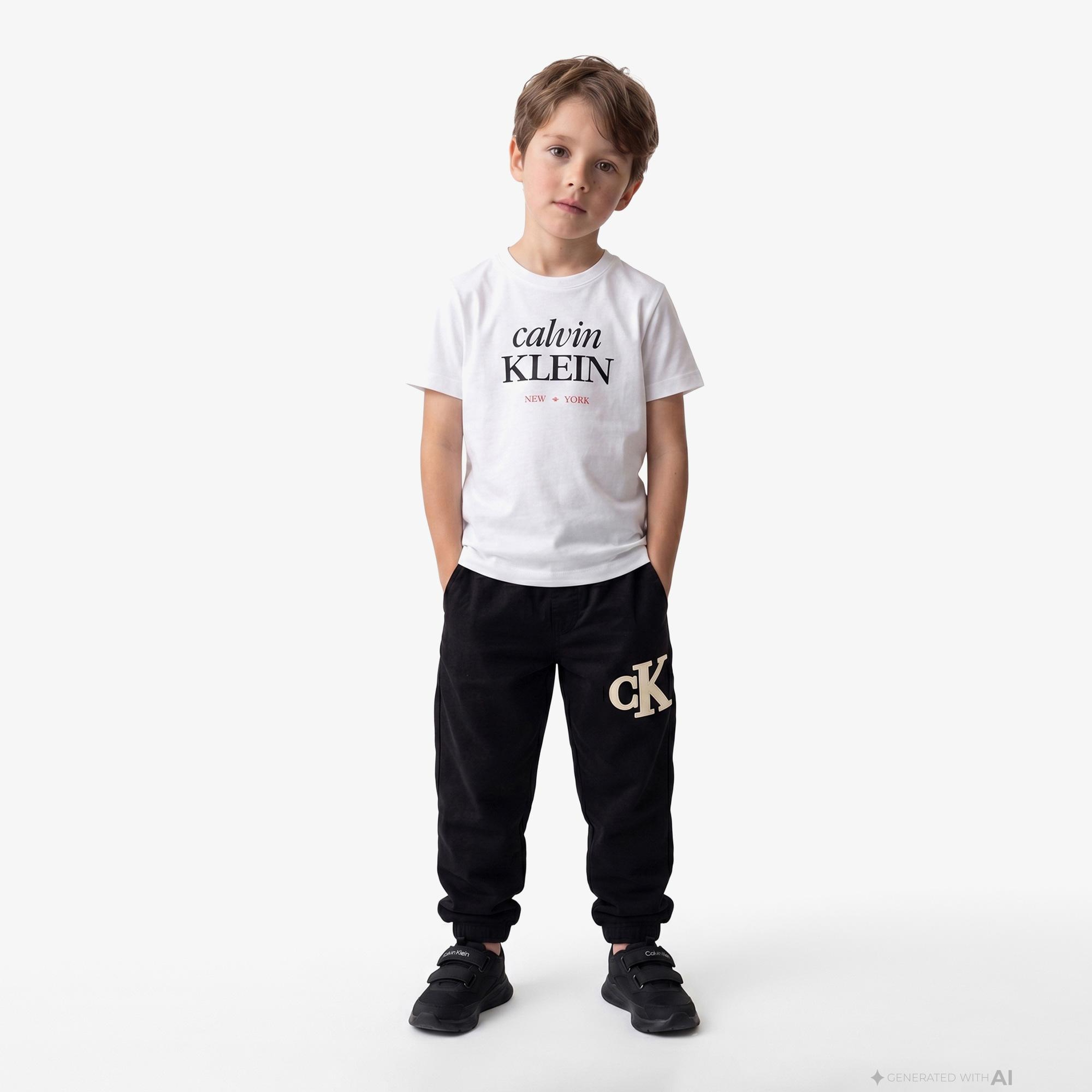 Calvin Klein Logo Çocuk Beyaz T-Shirt