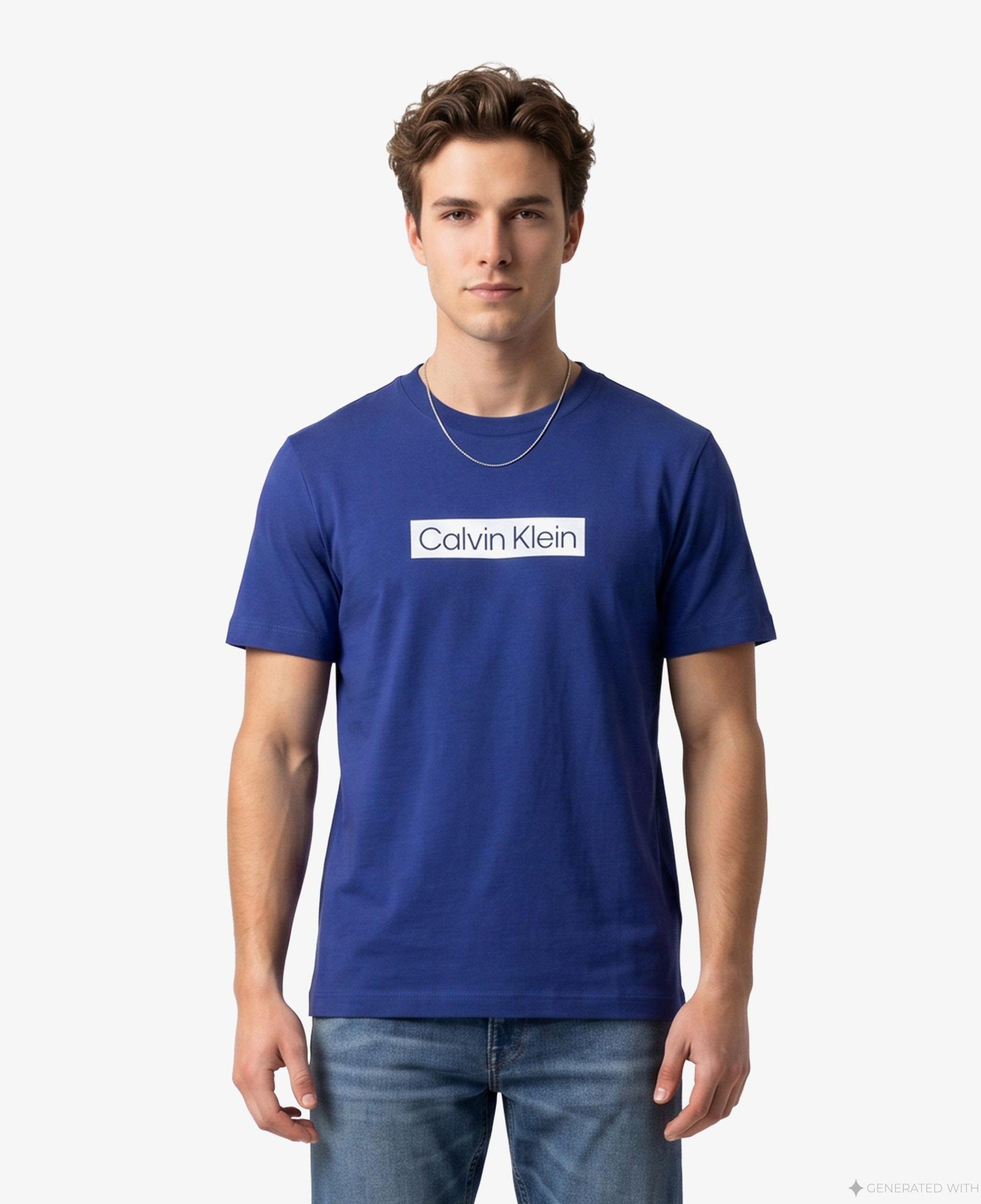 Calvin Klein 20S Sportswear Grap Erkek Mavi T-Shirt