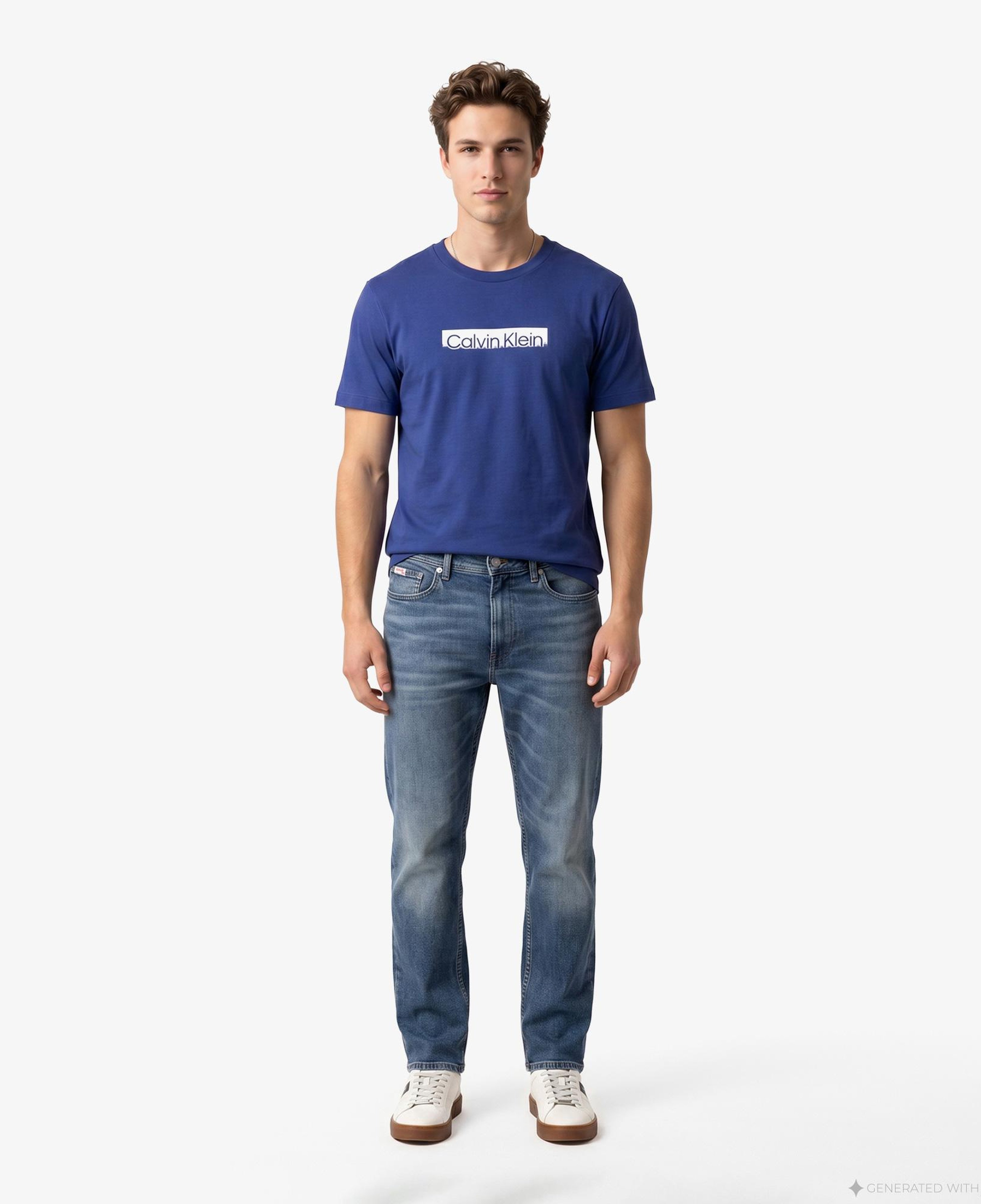 Calvin Klein 20S Sportswear Grap Erkek Mavi T-Shirt