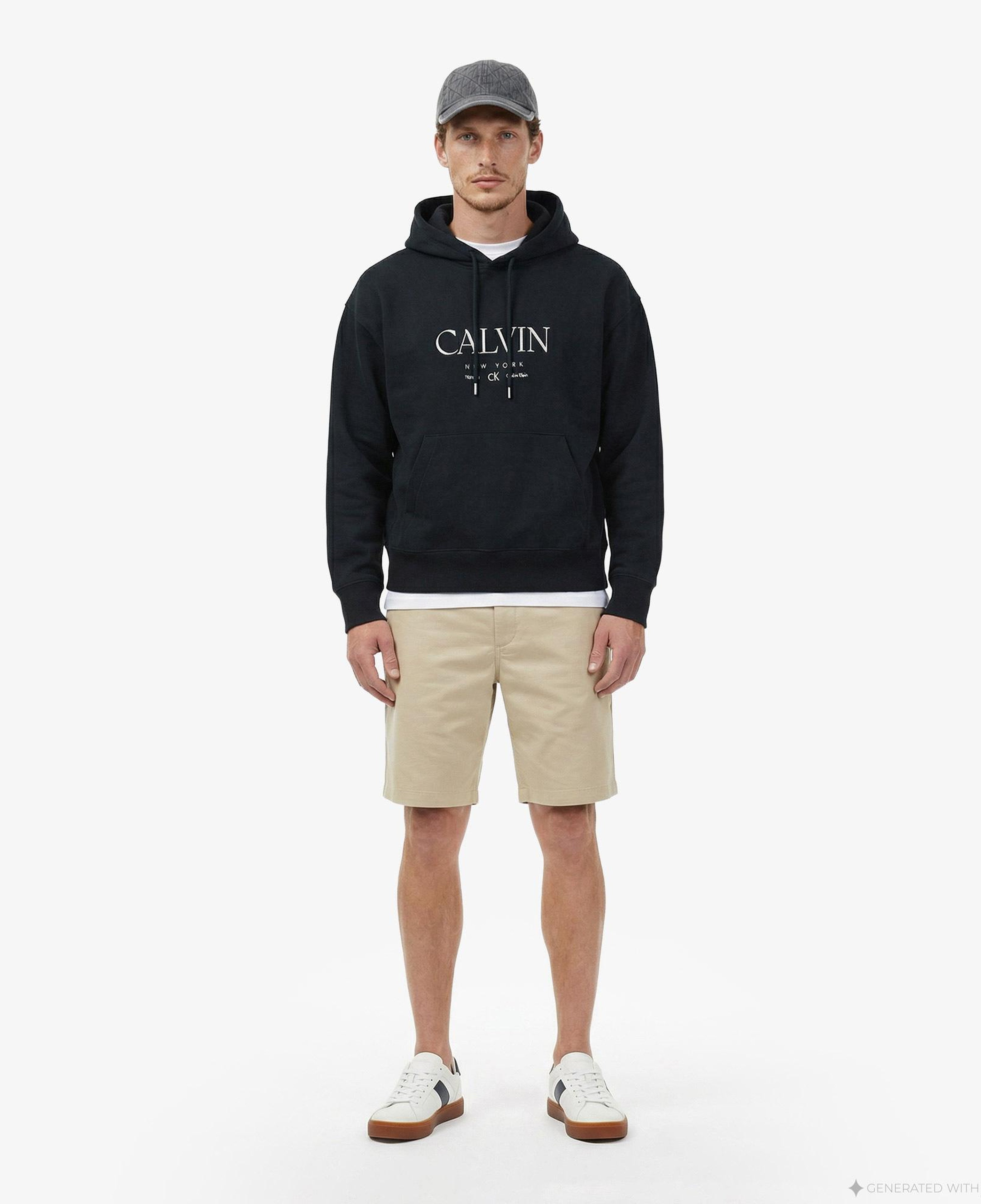 Calvin Klein Premium Fleece Graphic Erkek Mavi Sweatshirt