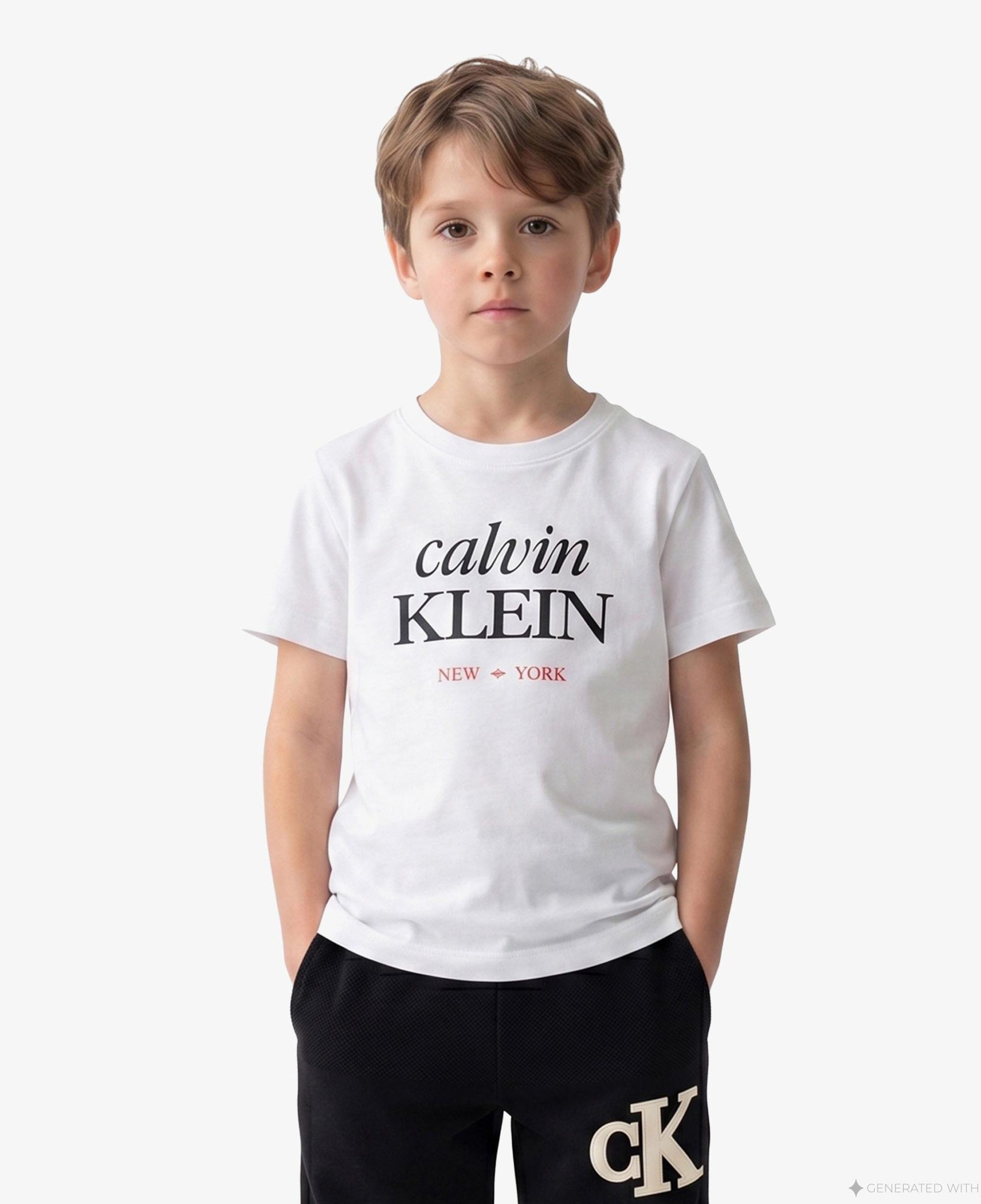 Calvin Klein Logo Çocuk Beyaz T-Shirt
