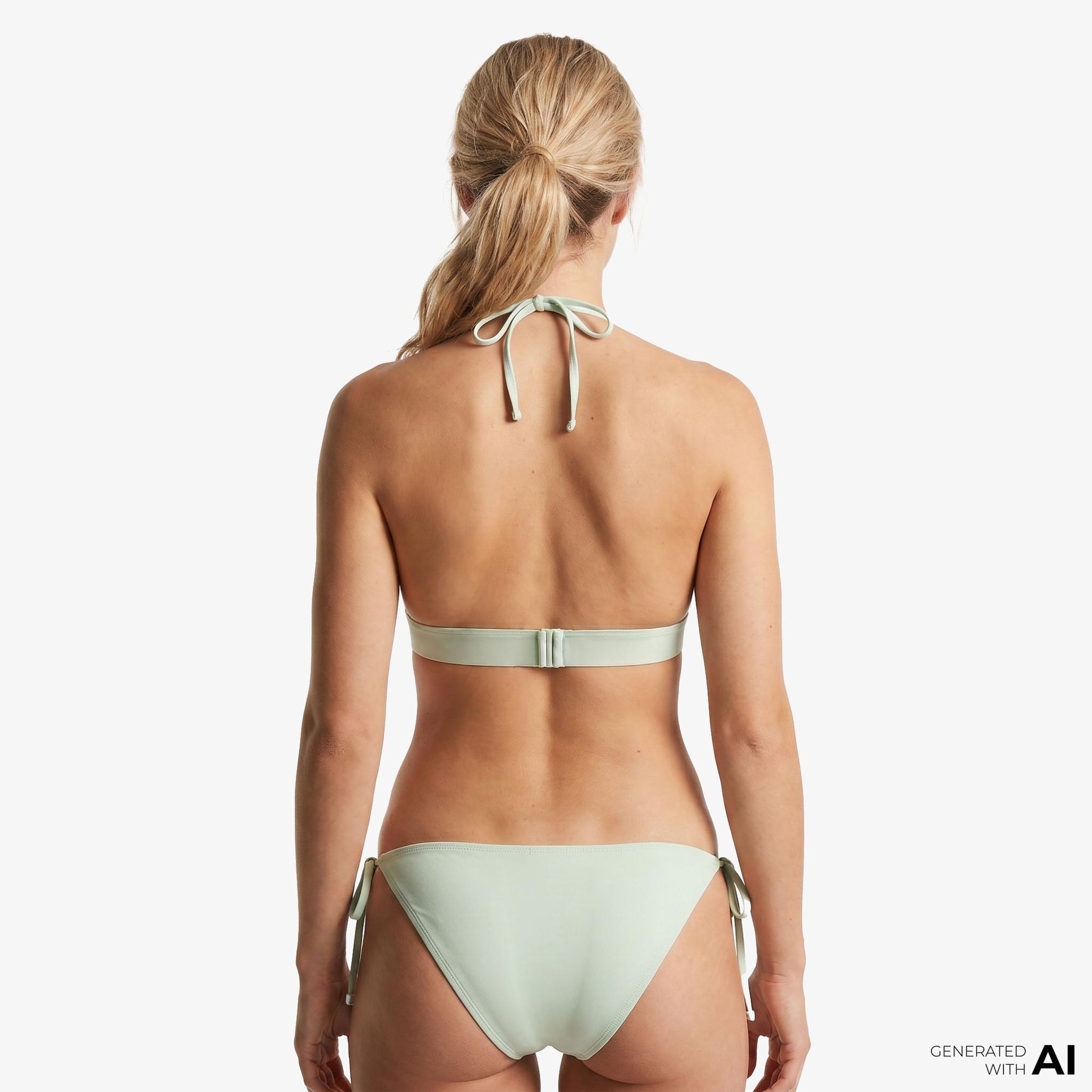 Calvin Klein Halter Triangle Kadın Haki Bikini Üstü