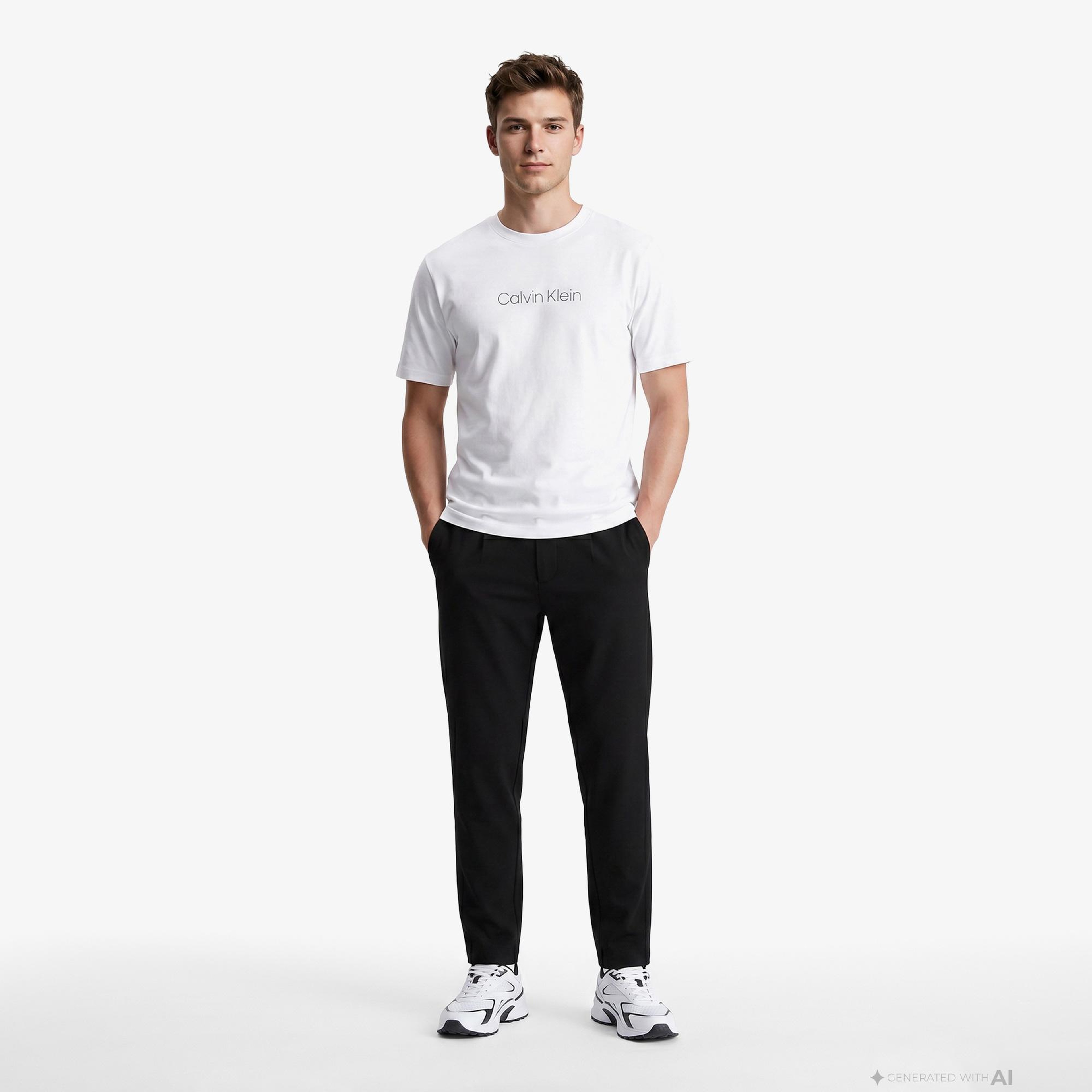 Calvin Klein Tapered Tech Knit Pleated Erkek Siyah Pantolon
