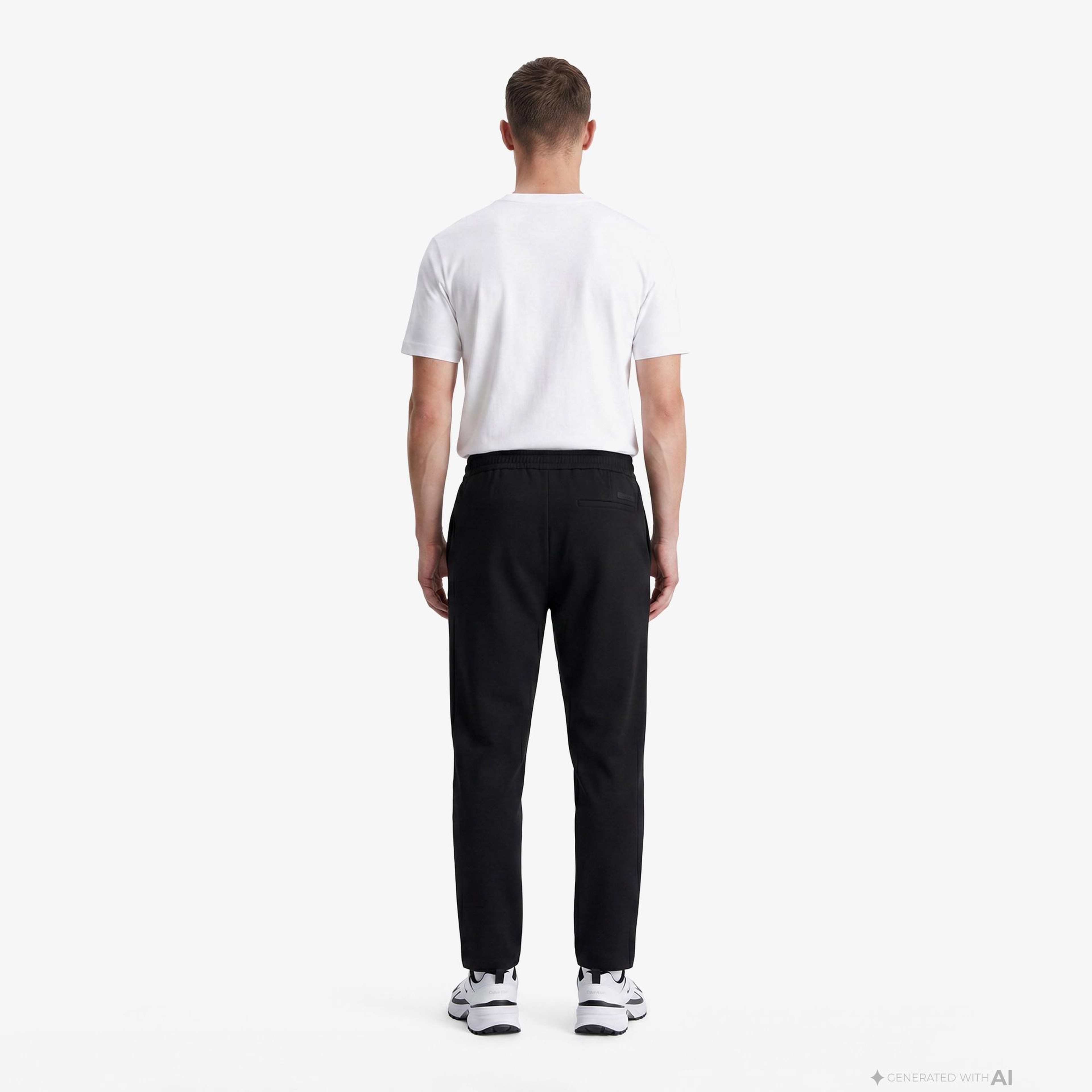 Calvin Klein Tapered Tech Knit Pleated Erkek Siyah Pantolon
