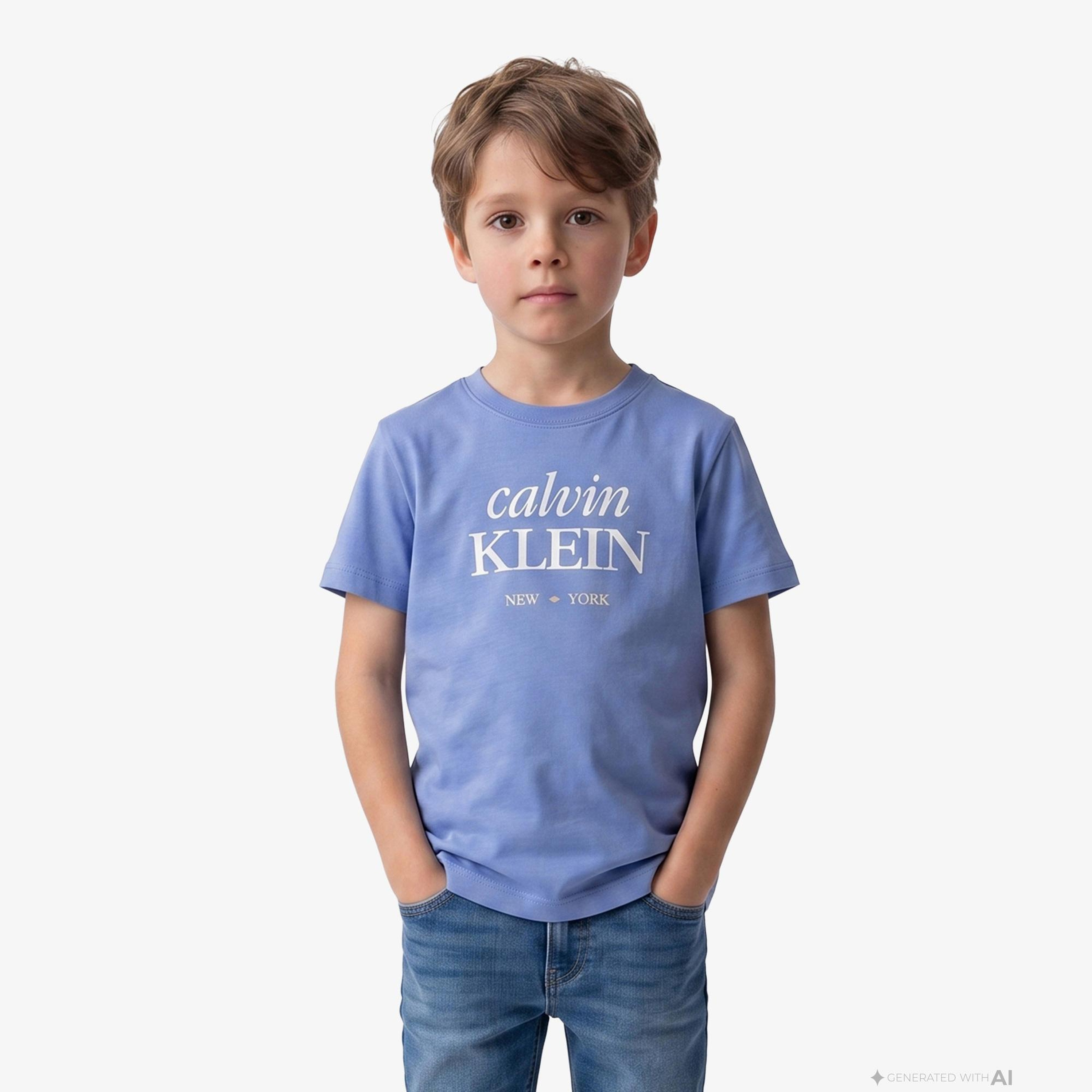 Calvin Klein Logo Çocuk Mavi T-Shirt
