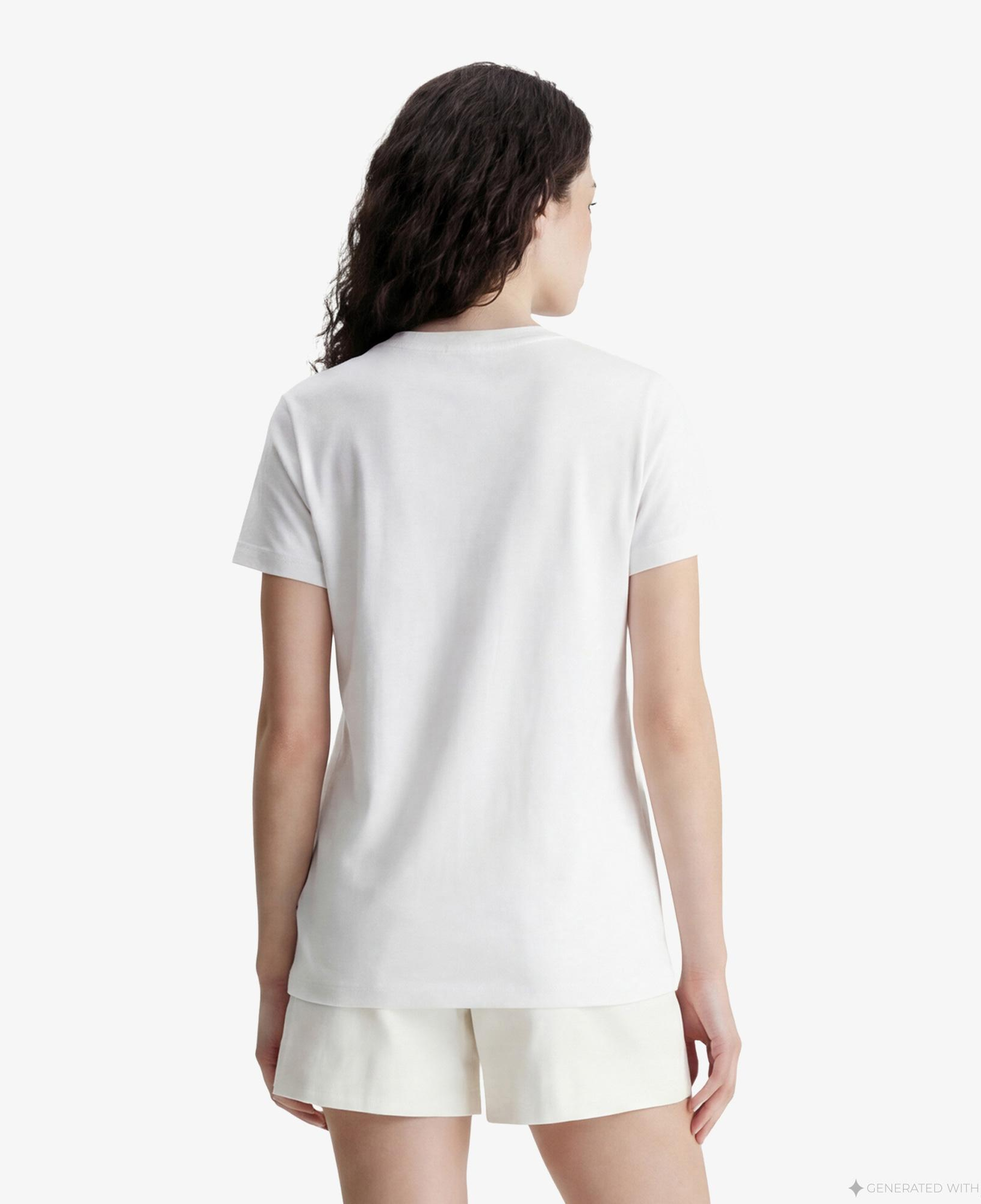 Calvin Klein Classic Monologo Metallic Kadın Beyaz T-Shirt