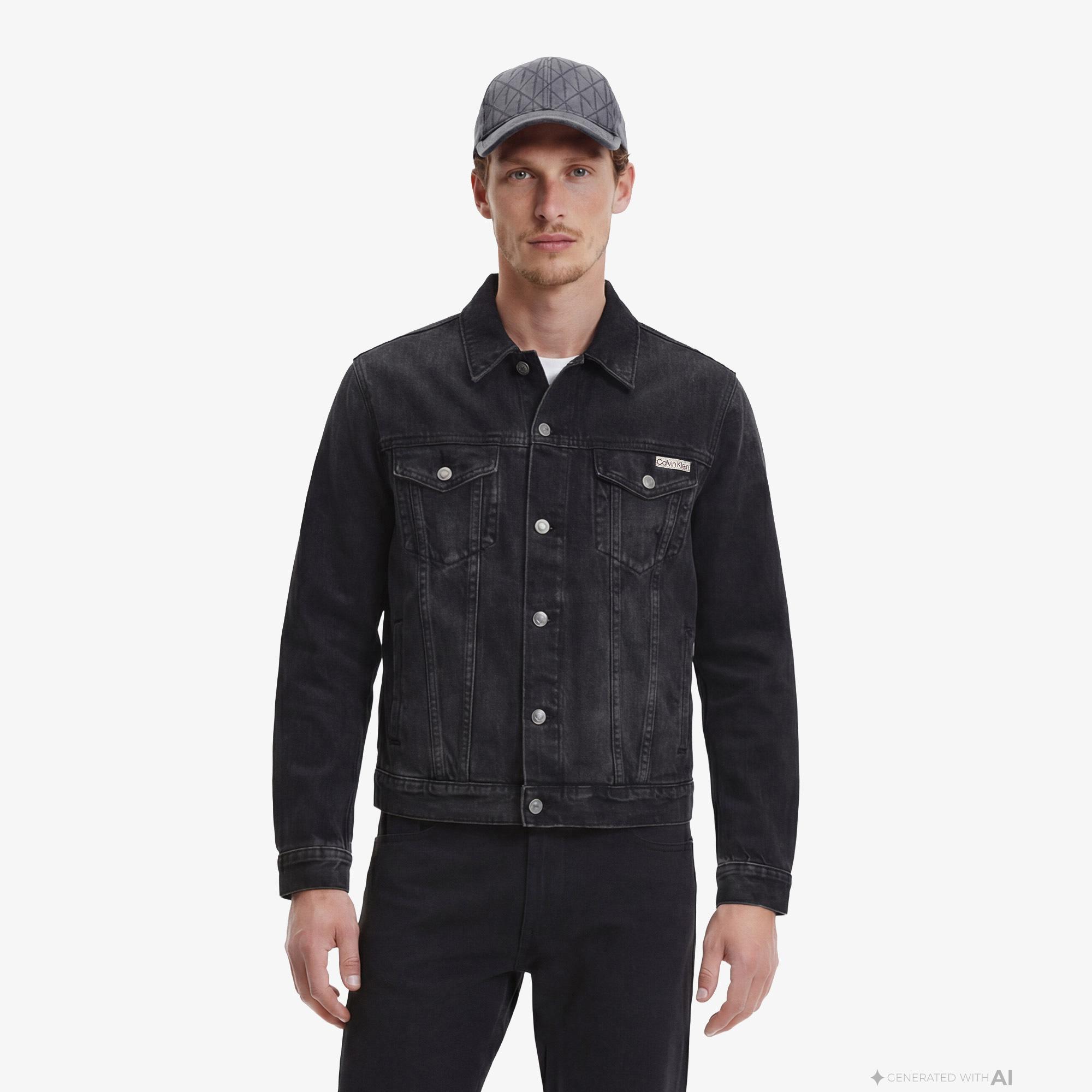 Calvin Klein Black Classic Trucker Erkek Siyah Ceket