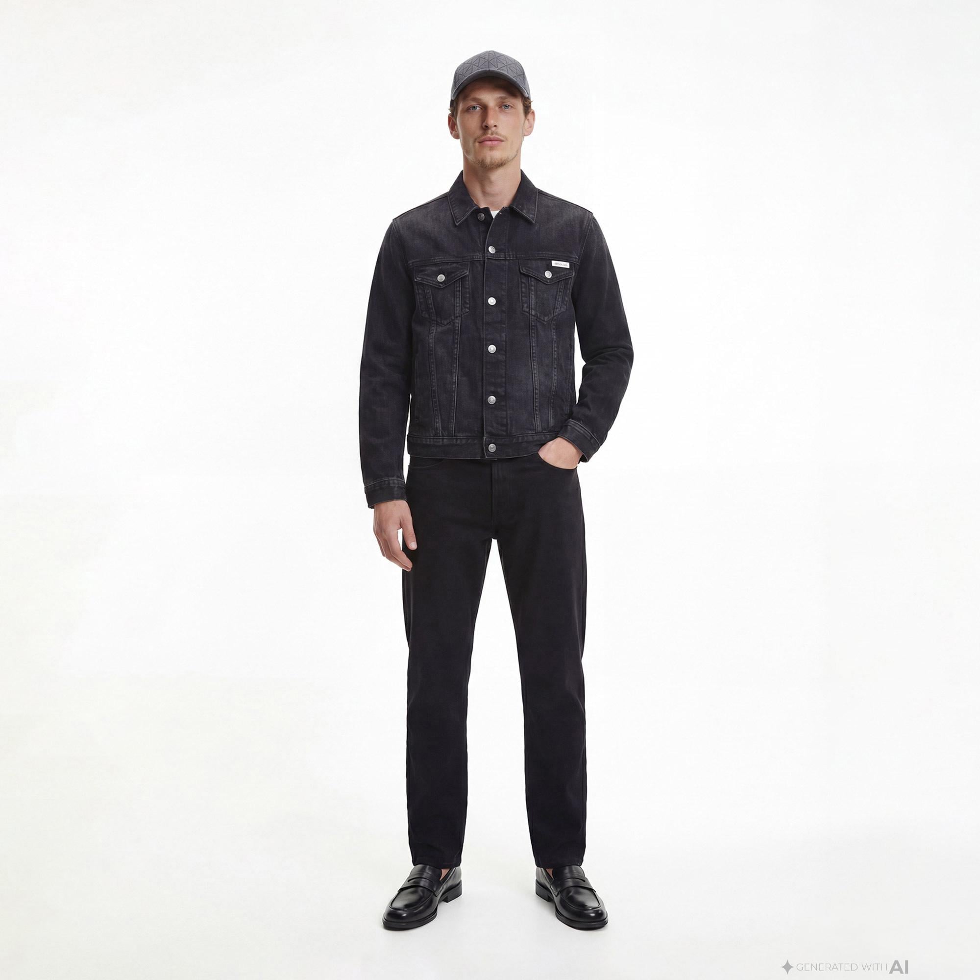 Calvin Klein Black Classic Trucker Erkek Siyah Ceket