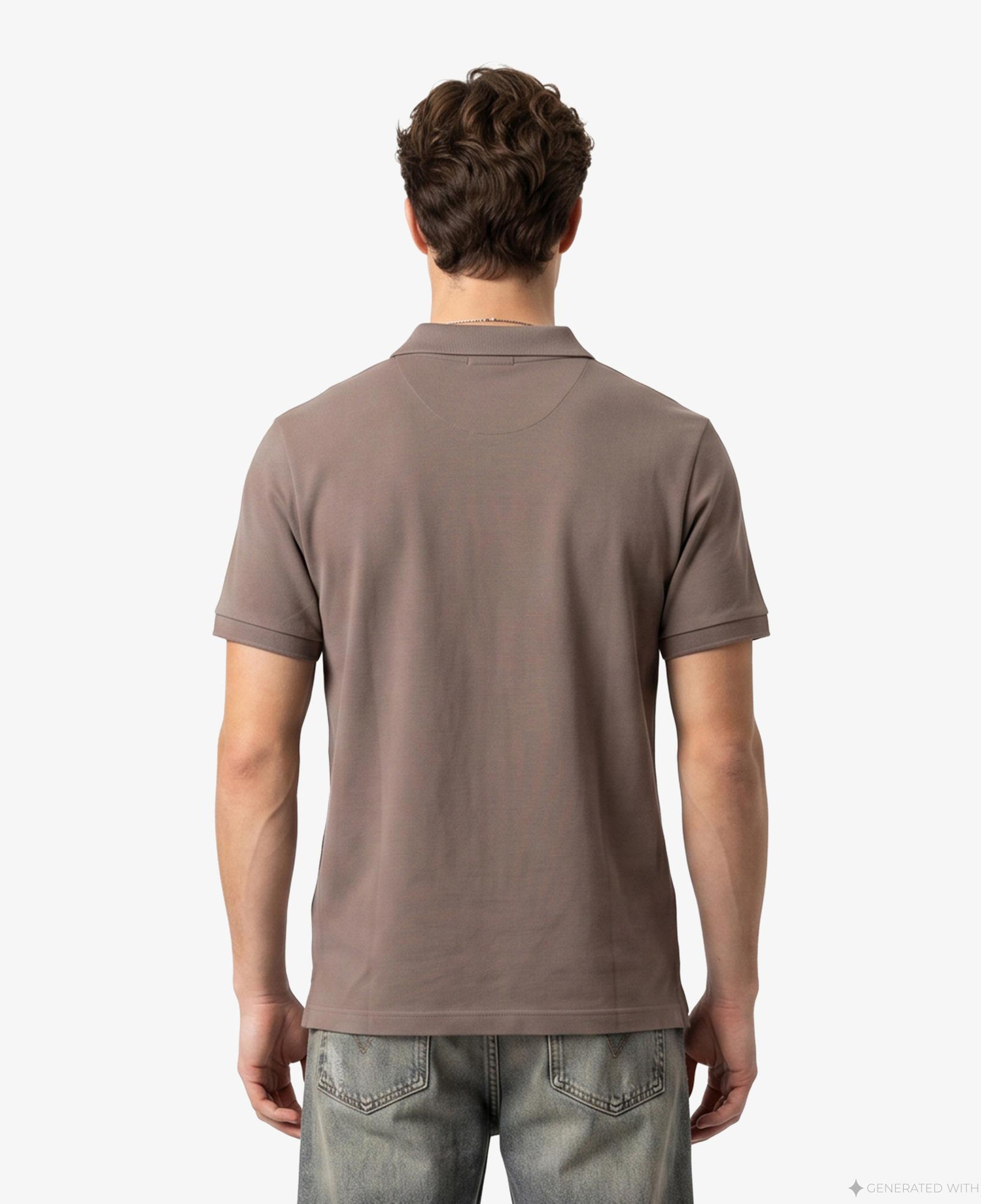 Calvin Klein Open Collar Casual Pique Erkek Kahverengi Polo