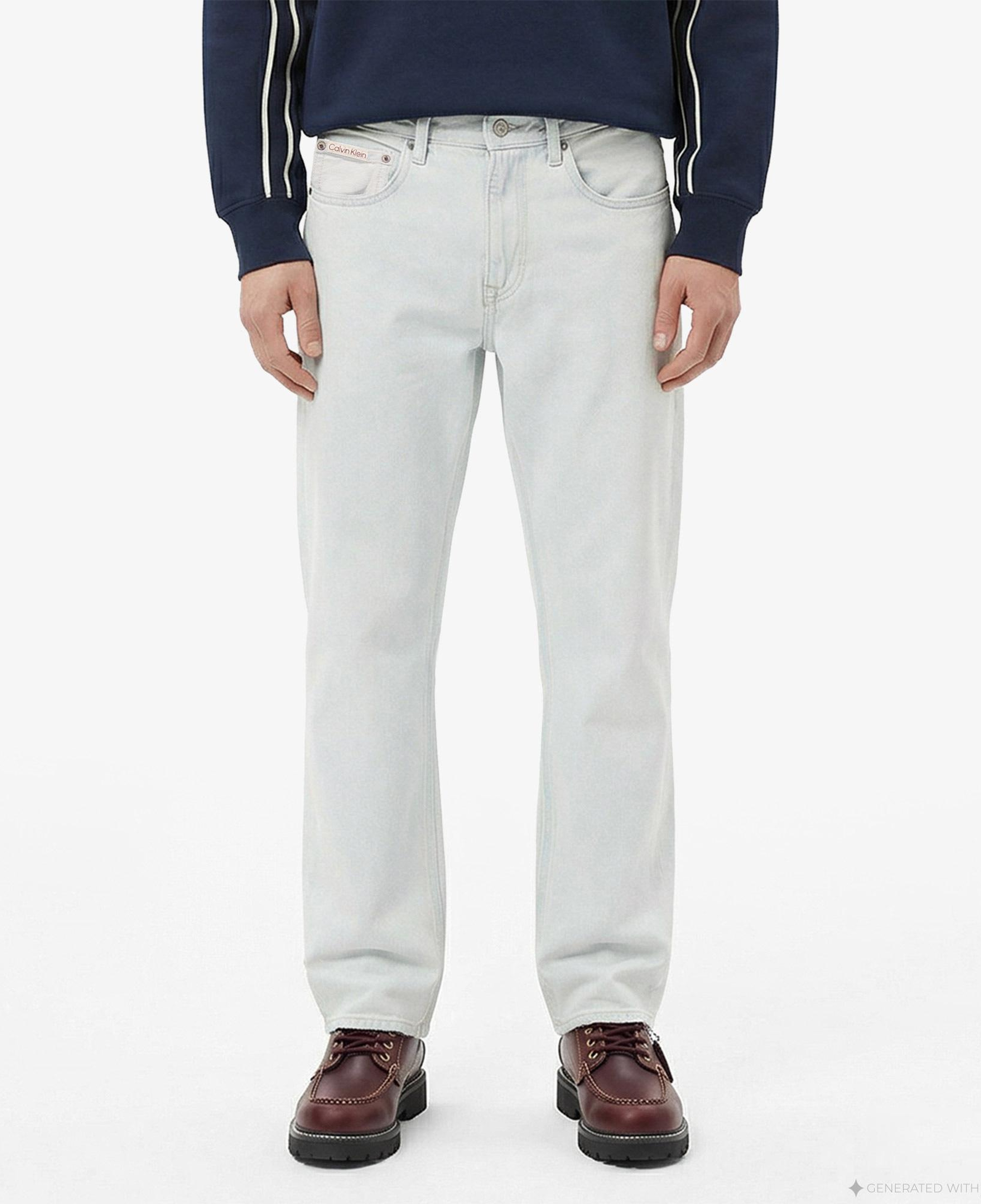 Calvin Klein 90S Straight Bleachout 205 Erkek Mavi Jean