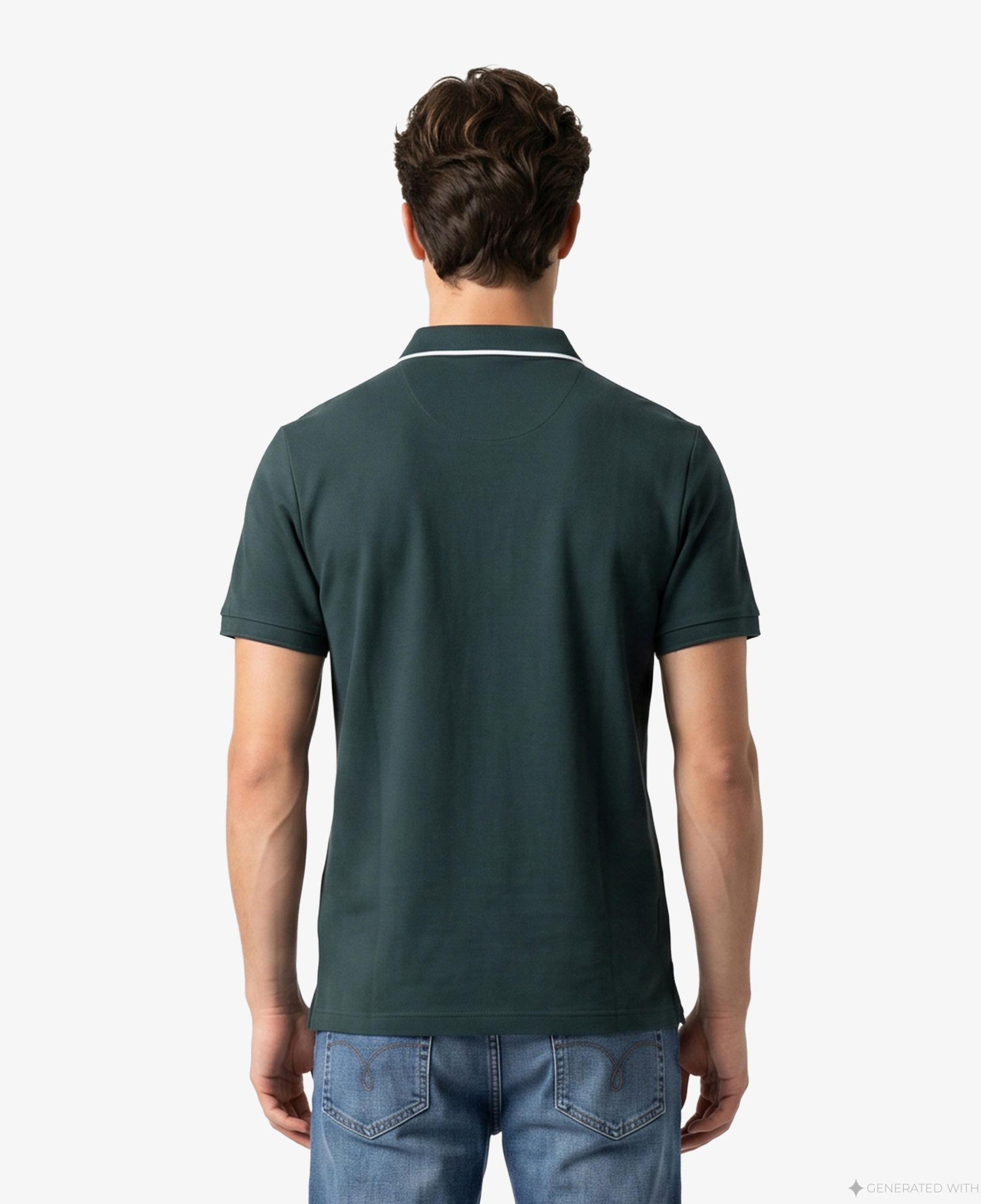 Calvin Klein Tipped Zip Pique Erkek Yeşil Polo