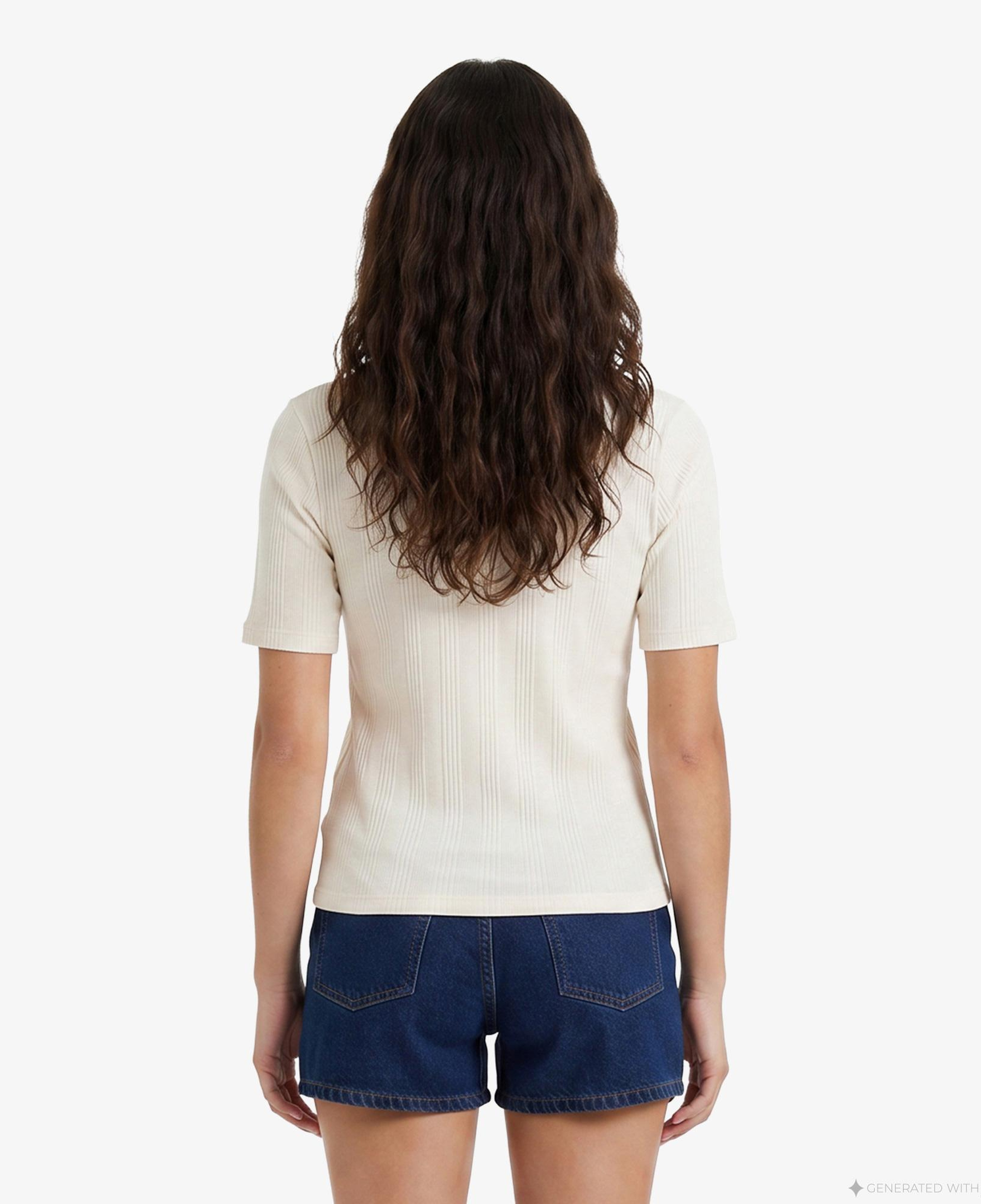 Calvin Klein Varigated Nano Logo Cneck Kadın Beyaz T-Shirt