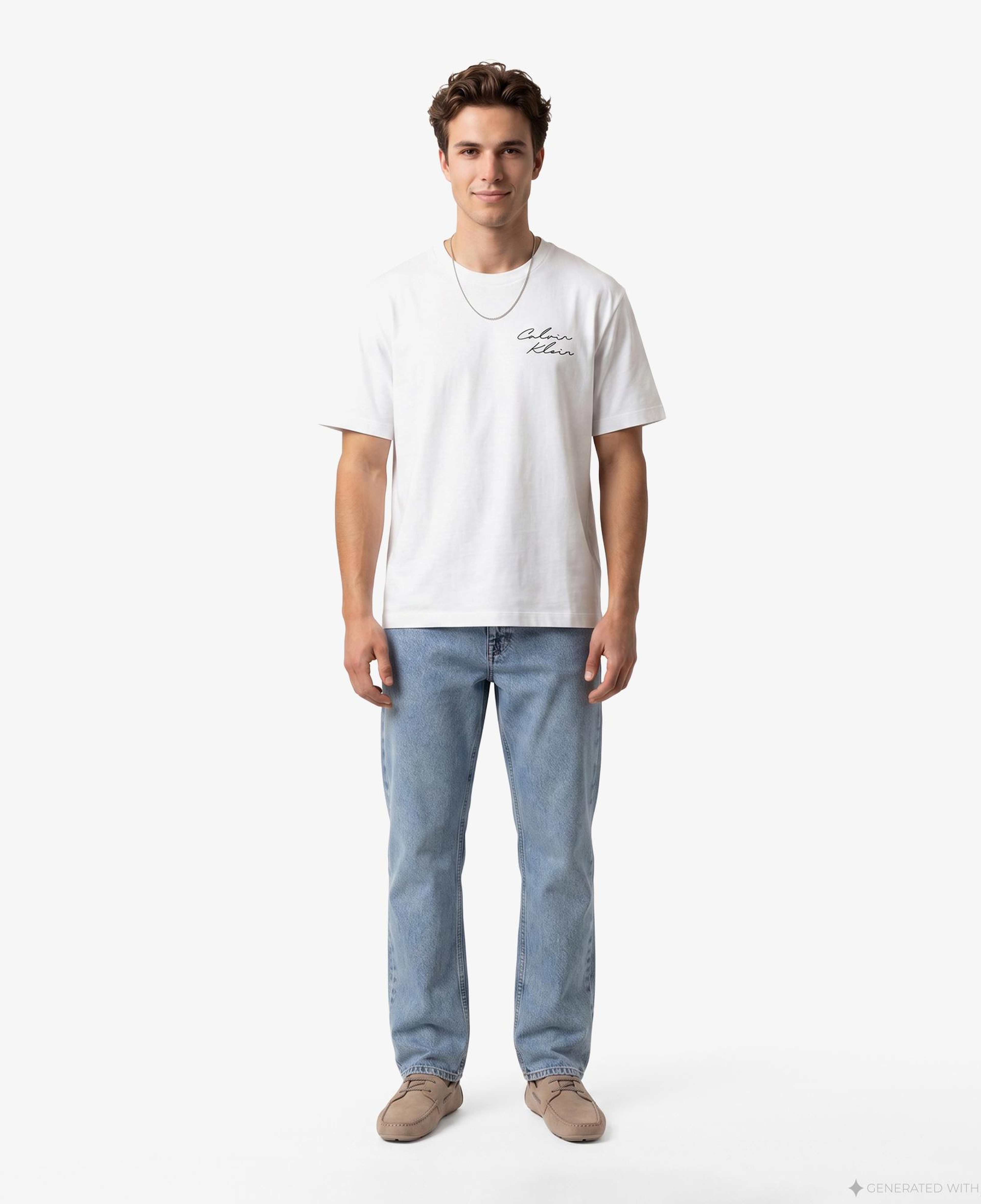 Calvin Klein April Graphic Seasonal Fashi Erkek Beyaz T-Shirt