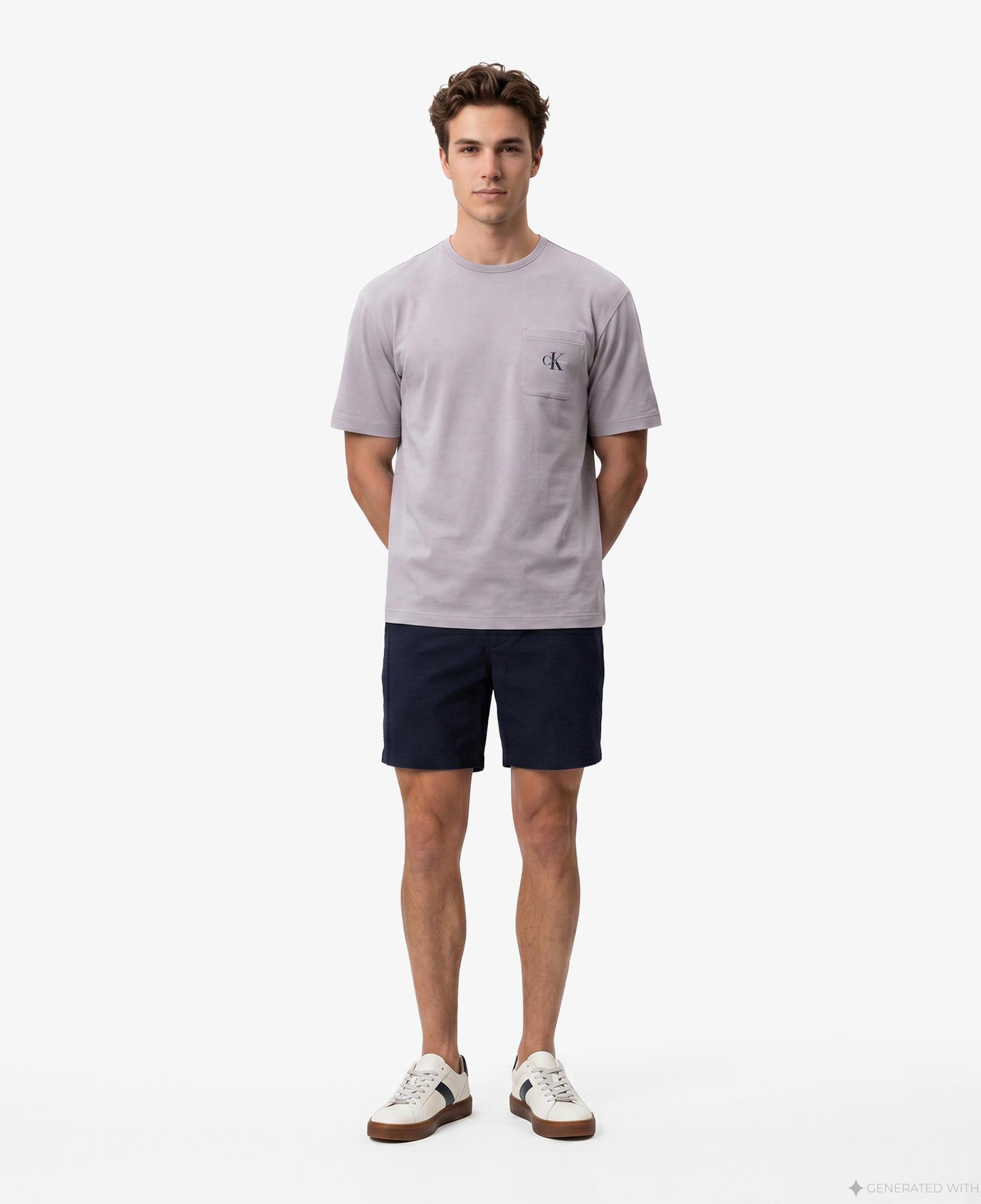 Calvin Klein Straight Seersucker Elastic Erkek Mavi Şort