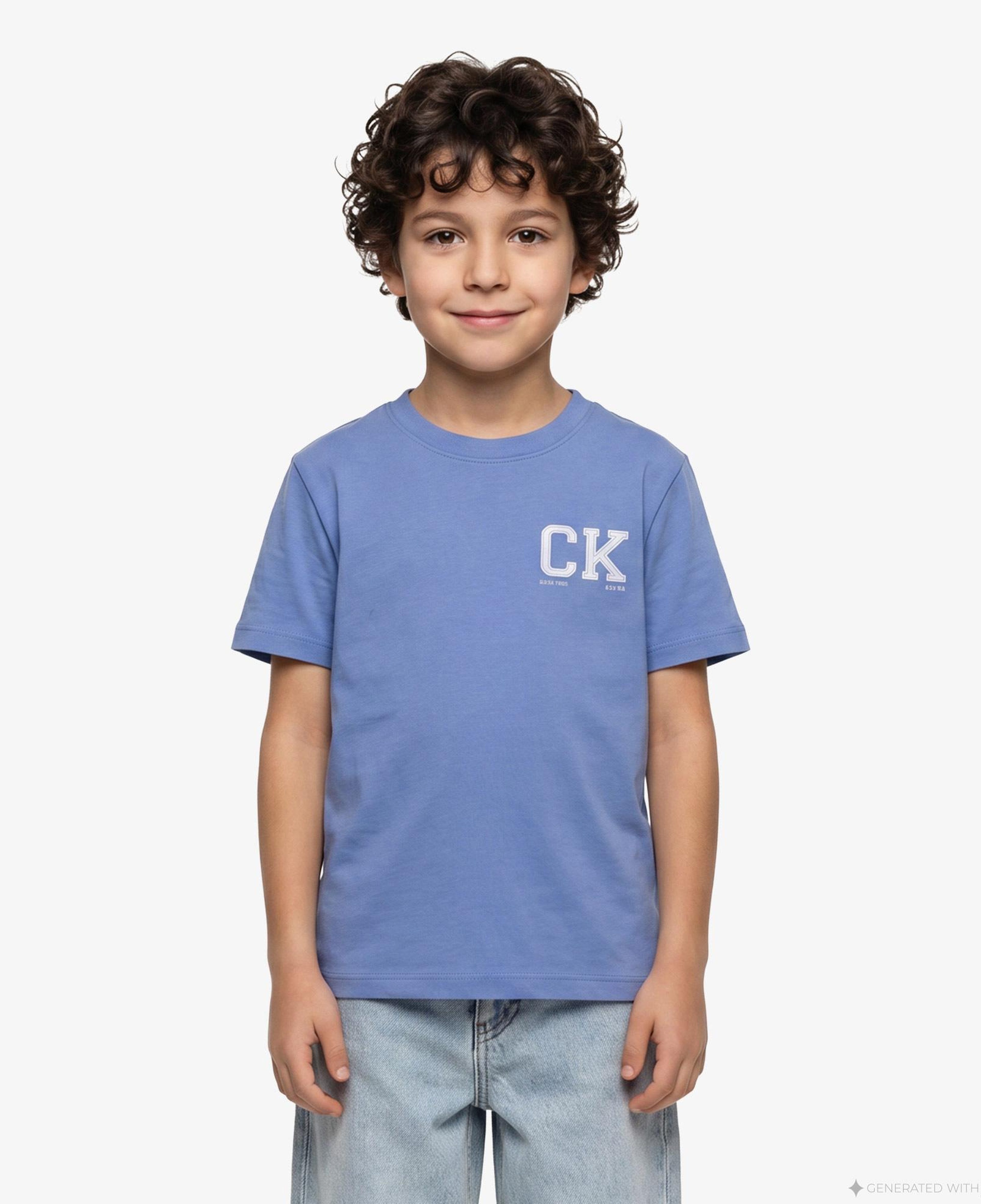 Calvin Klein Chest Logo Çocuk Mavi T-Shirt
