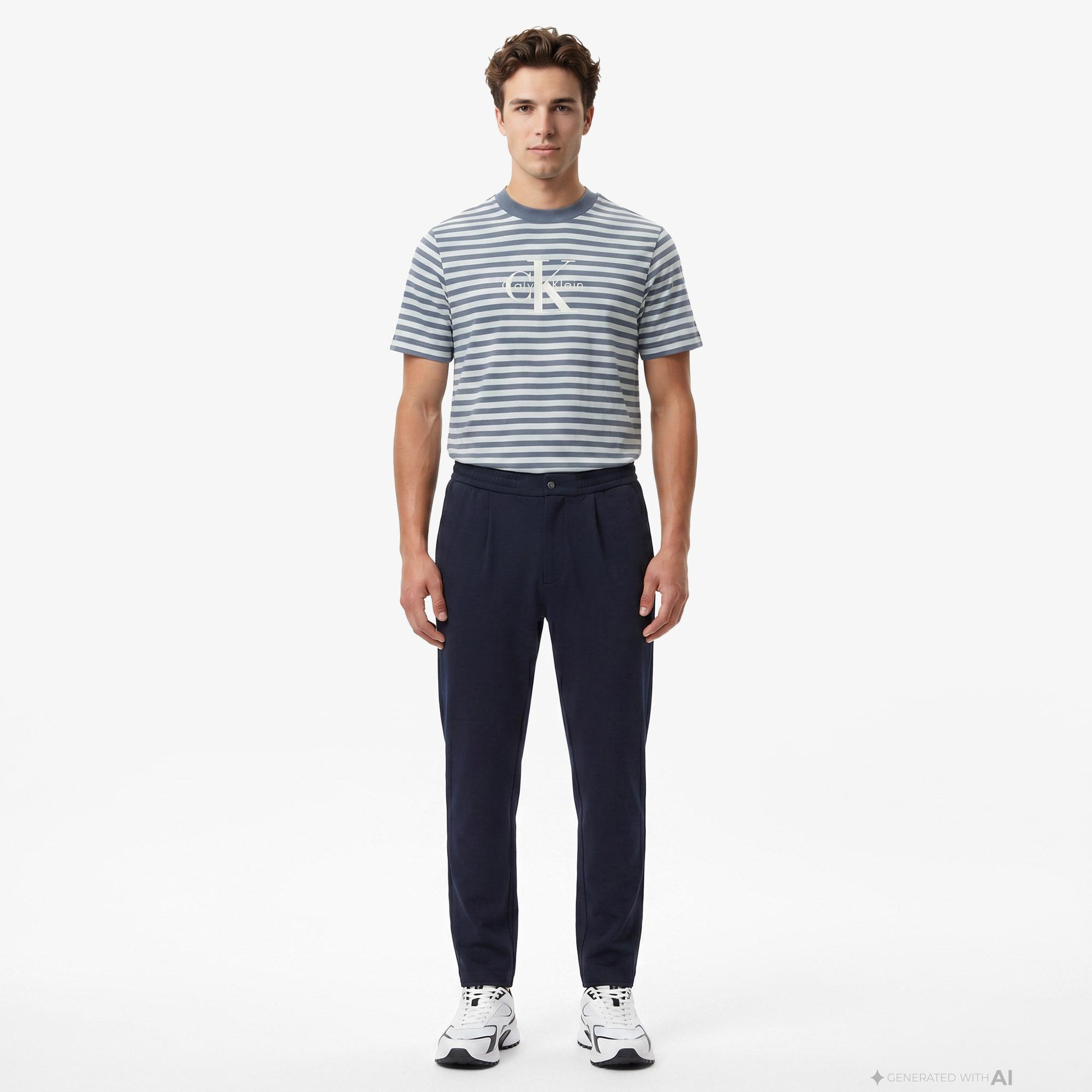 Calvin Klein Tapered Tech Knit Pleated Erkek Mavi Pantolon