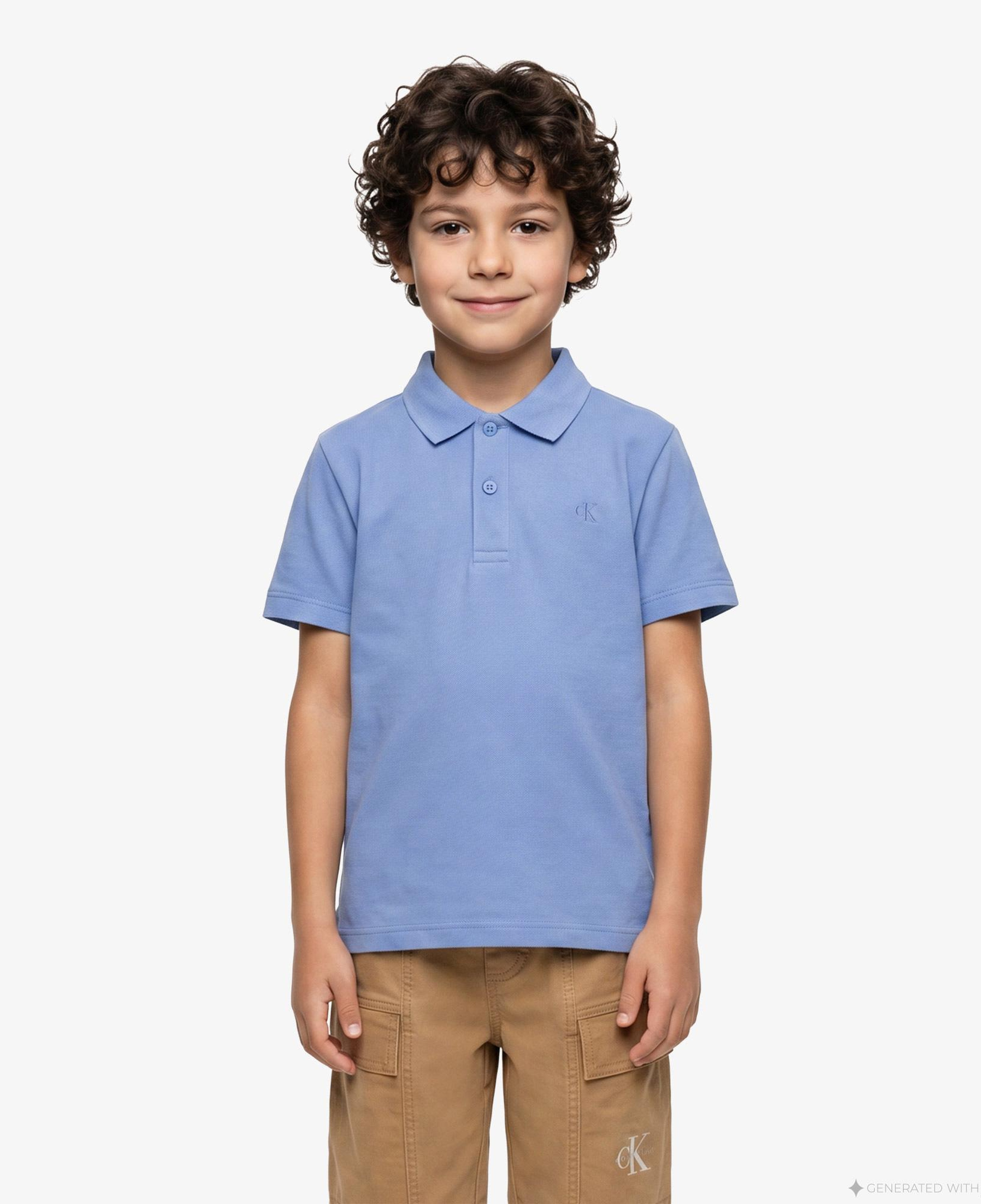 Calvin Klein Solid Çocuk Mavi Polo