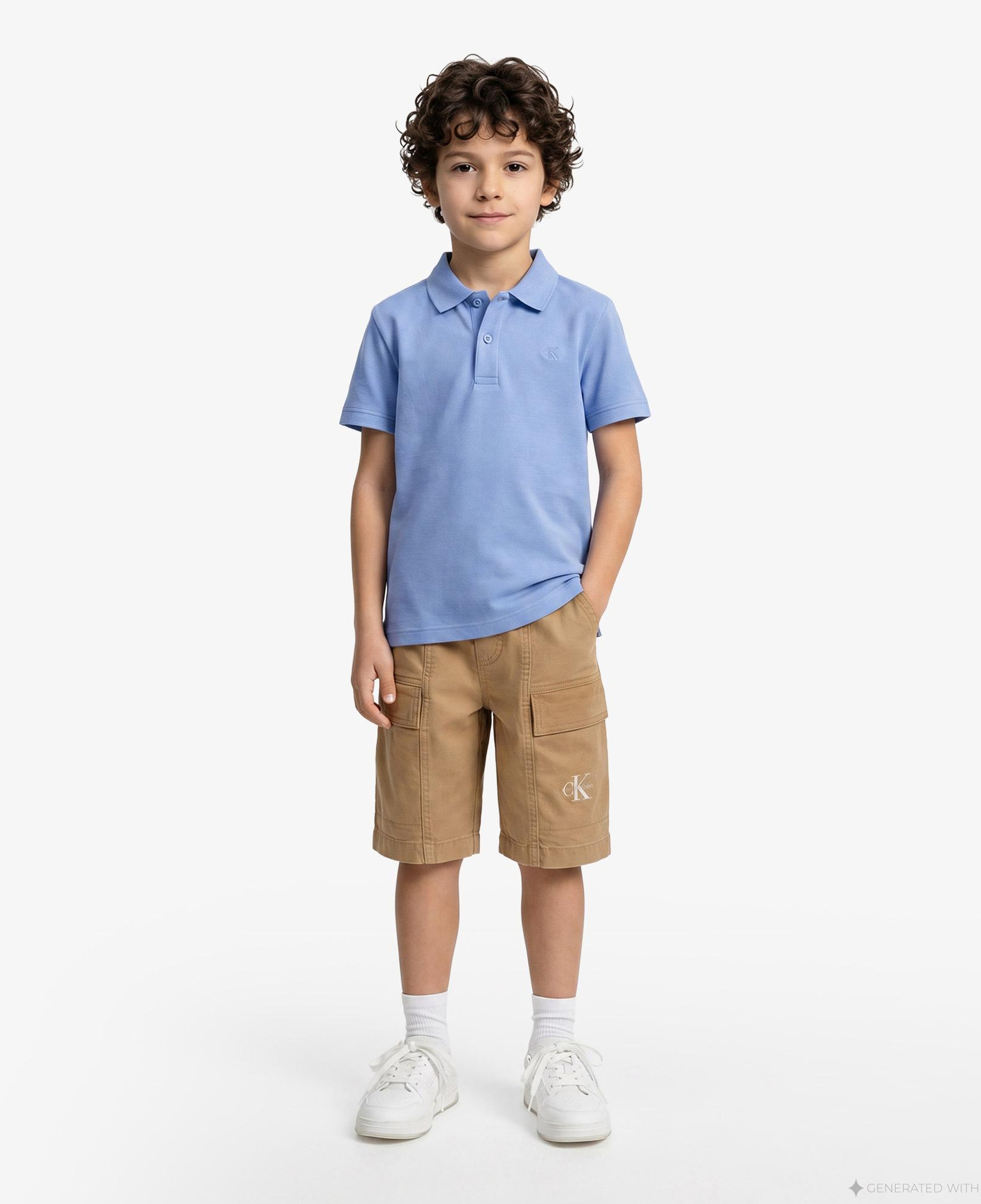 Calvin Klein Solid Çocuk Mavi Polo
