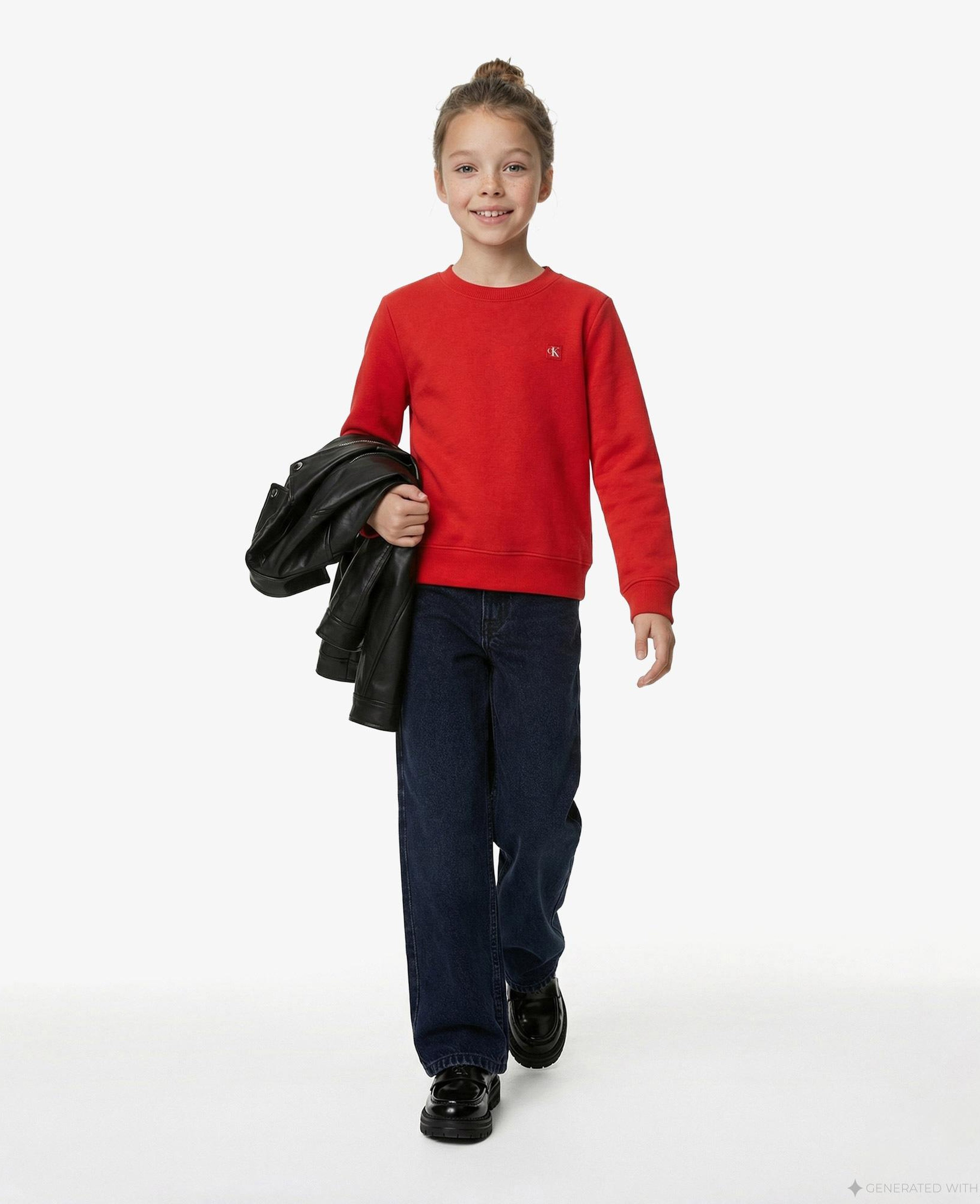 Calvin Klein Mono Mini Badge Çocuk Kırmızı Sweatshirt