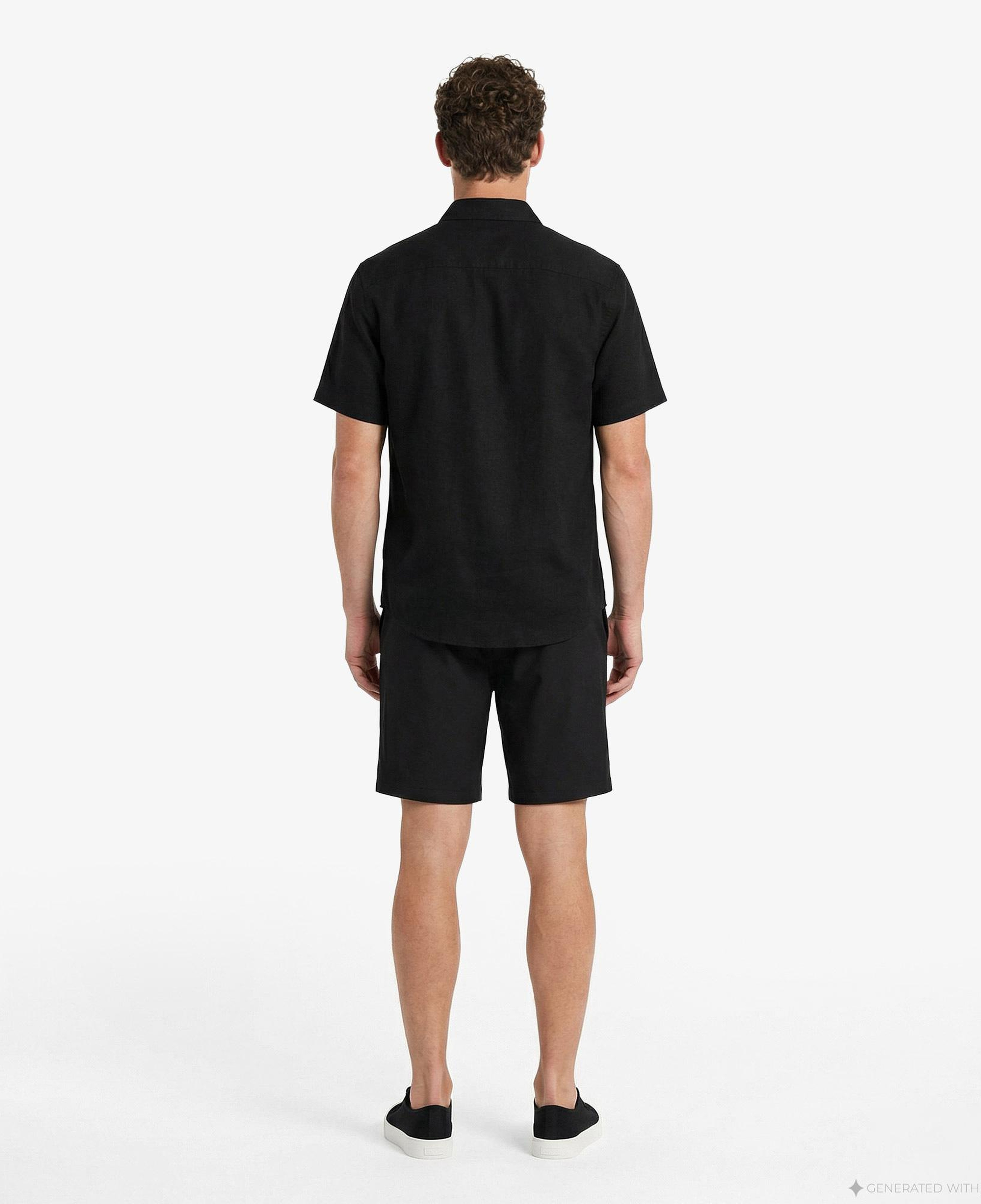 Calvin Klein Solid Causal Classic Erkek Siyah Keten Gömlek
