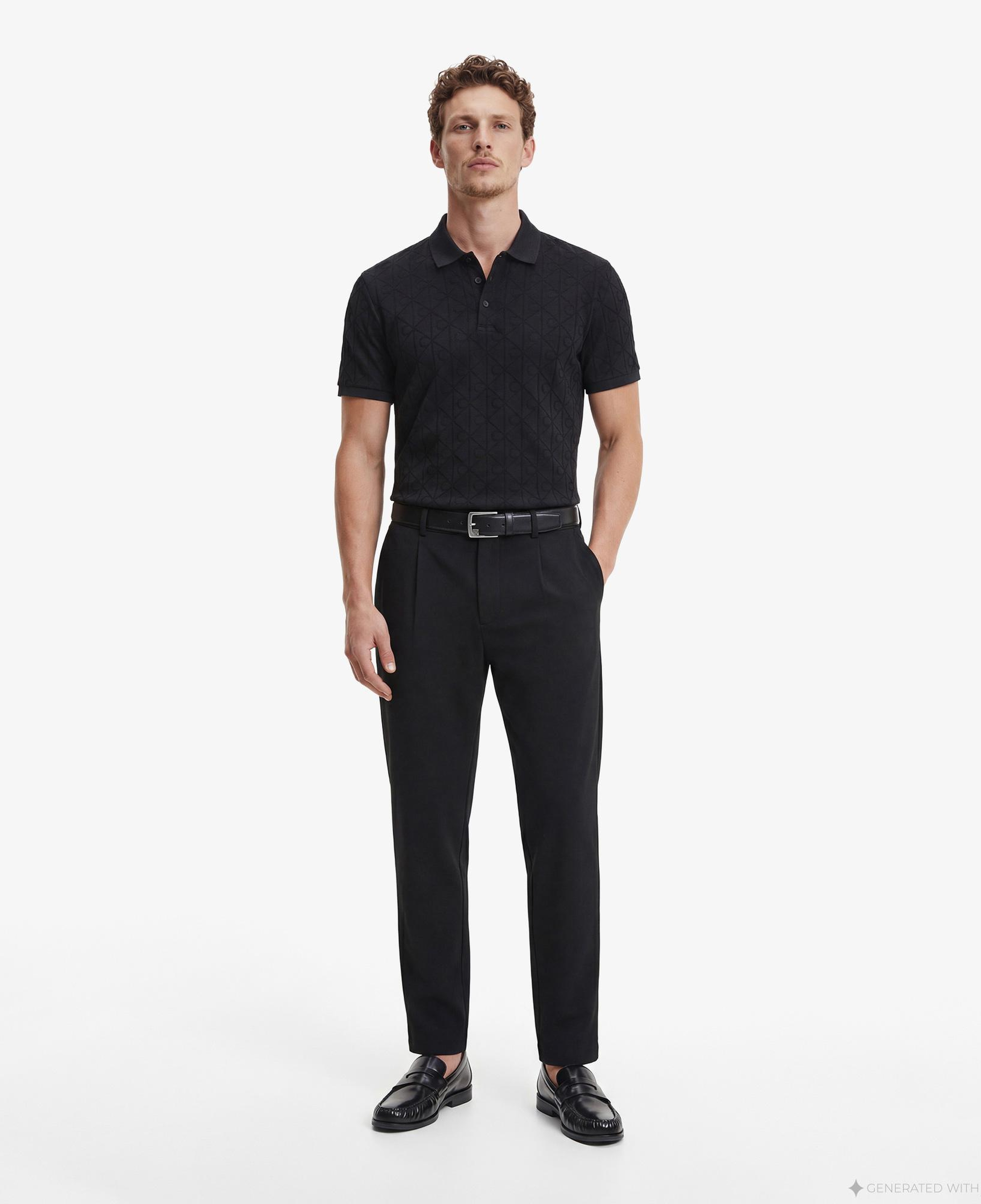 Calvin Klein Mercerized Emblem Jacquar Erkek Siyah Polo
