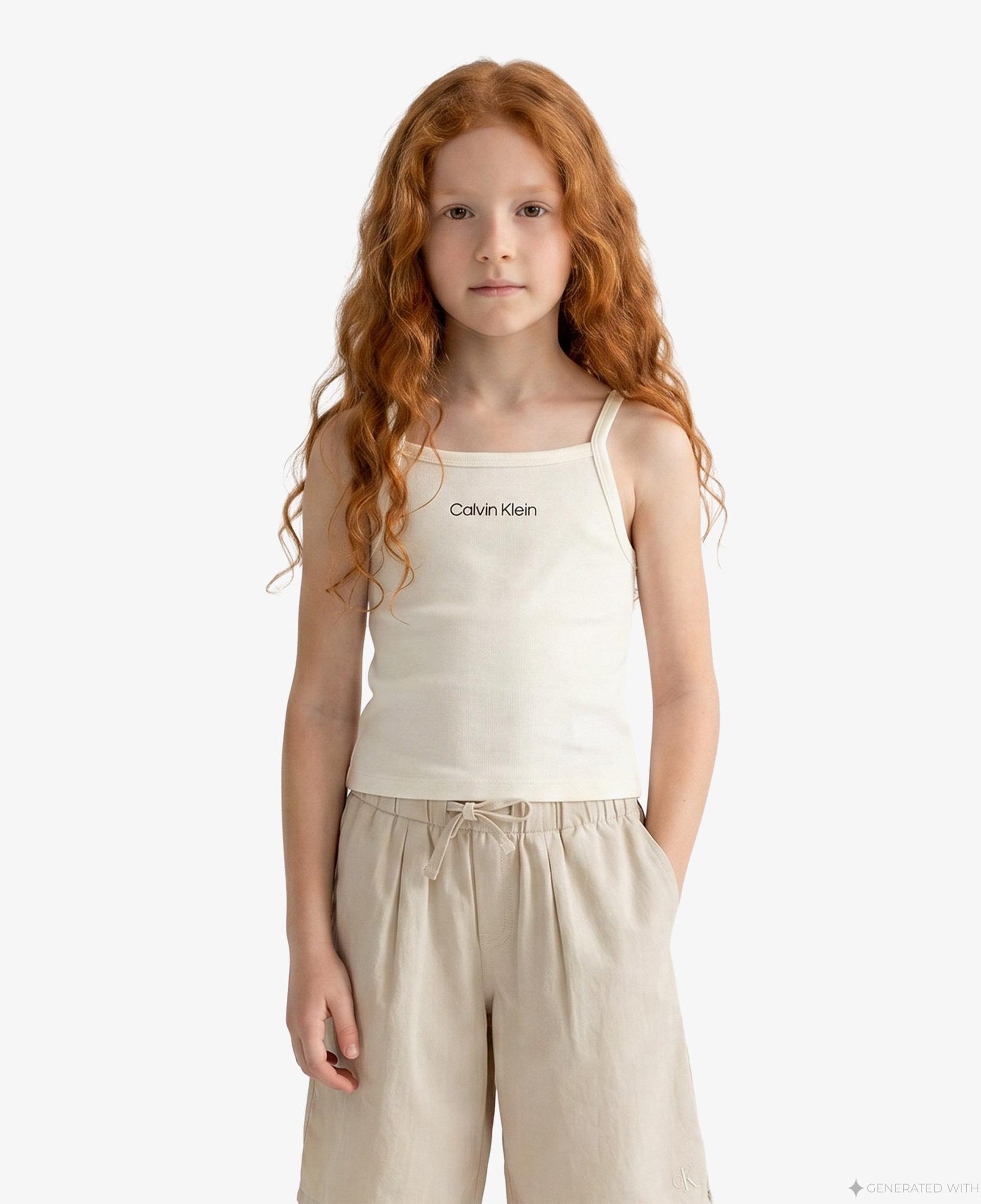 Calvin Klein Punto Strap Çocuk Beyaz T-Shirt