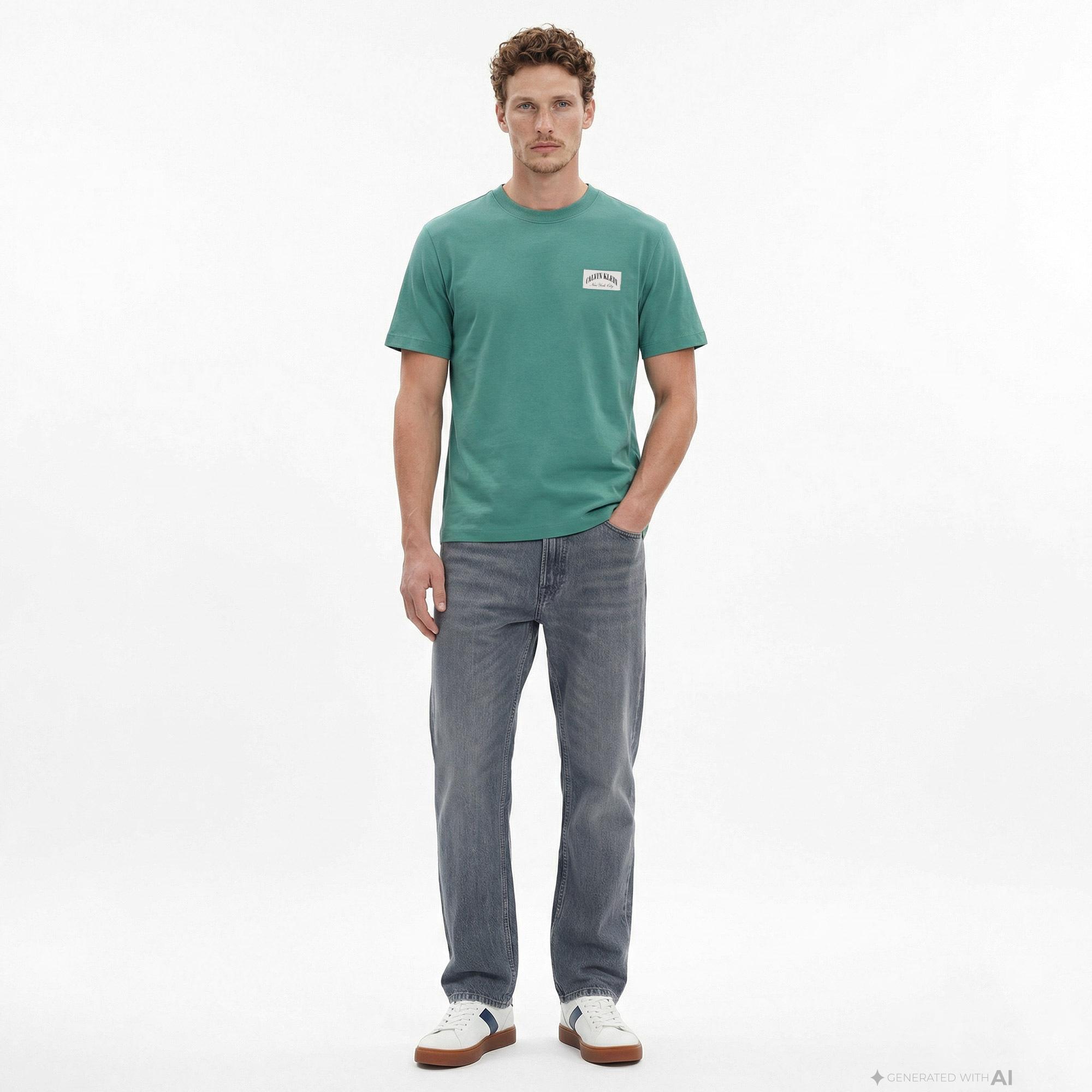 Calvin Klein 20S Easy Collegiate Badge  Erkek Yeşil T-Shirt