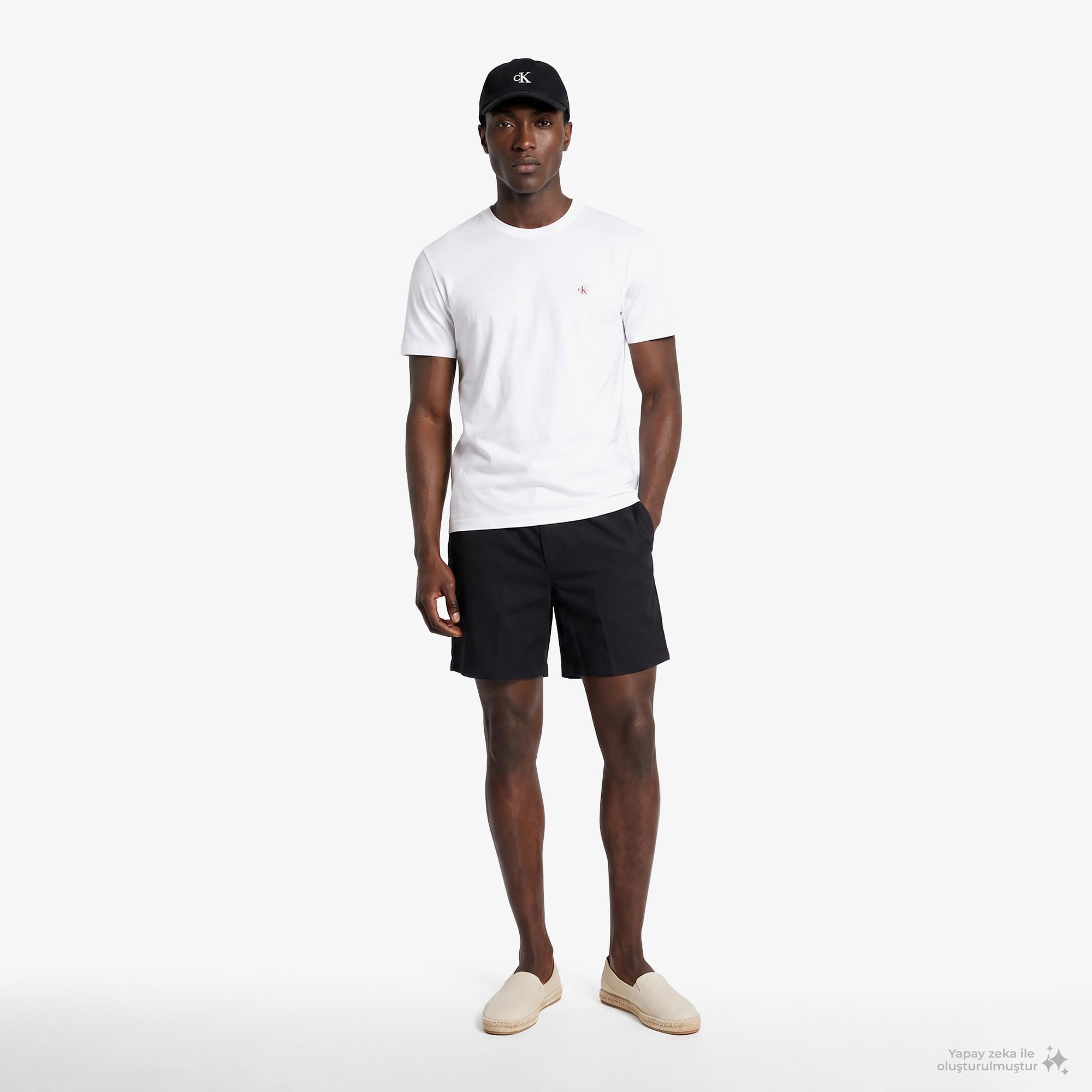 Calvin Klein Straight 7 Pull On Erkek Siyah Keten Şort