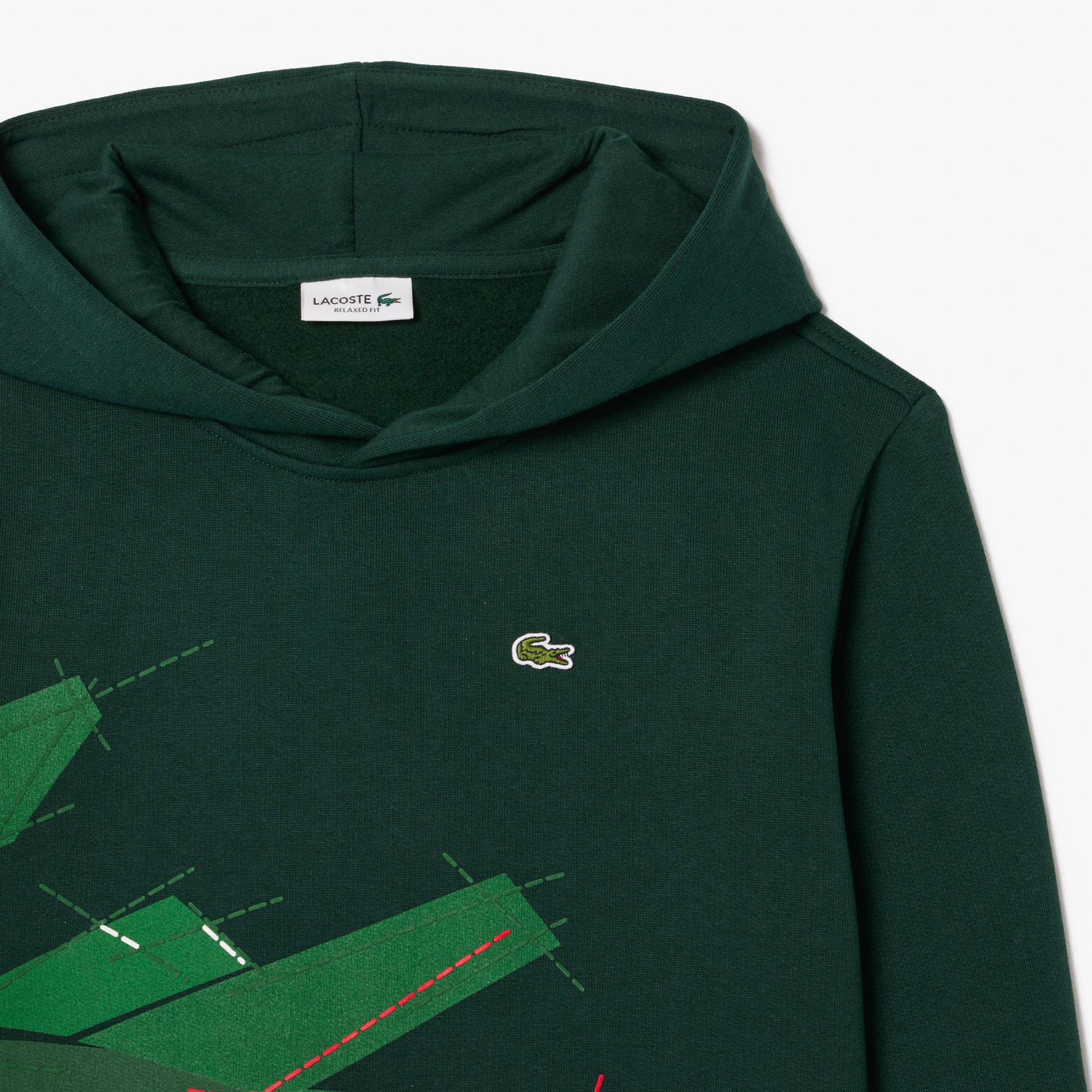 Çocuk Kapüşonlu Baskılı Koyu Yeşil Sweatshirt