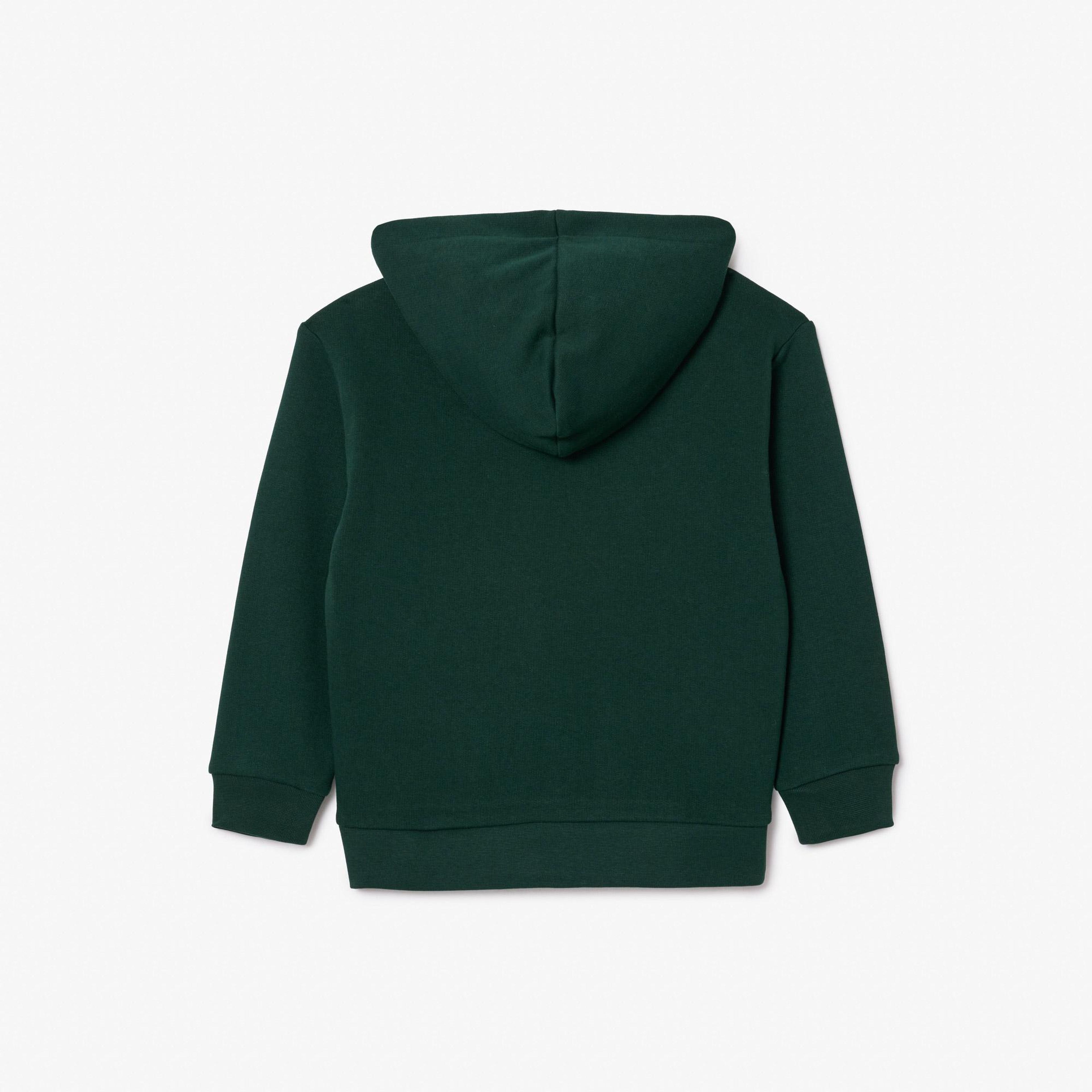 Çocuk Kapüşonlu Baskılı Koyu Yeşil Sweatshirt