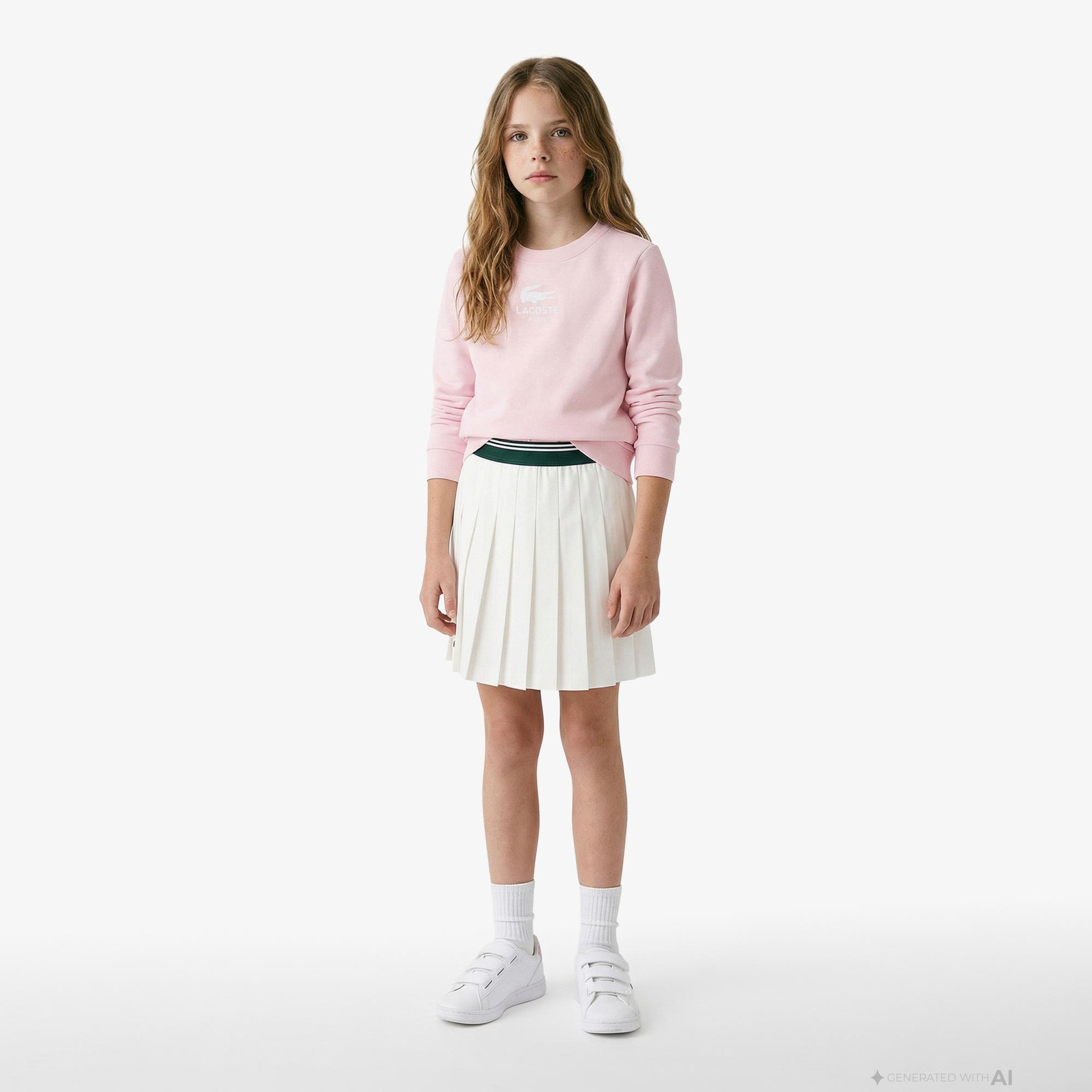 Çocuk Bisiklet Yaka Açık Pembe Sweatshirt