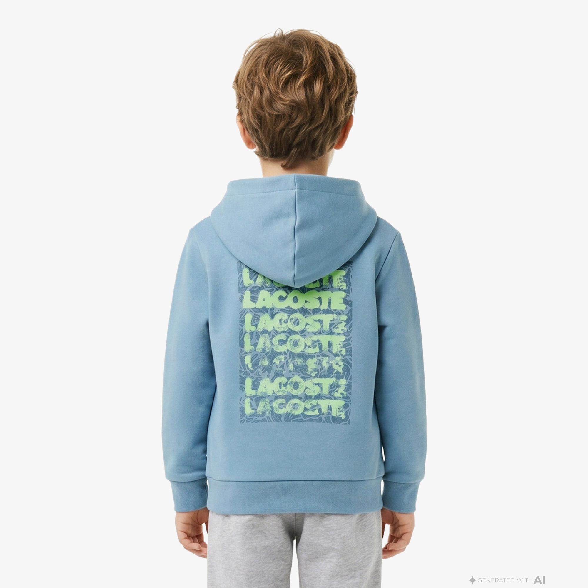 Çocuk Kapüşonlu Baskılı Mavi Sweatshirt