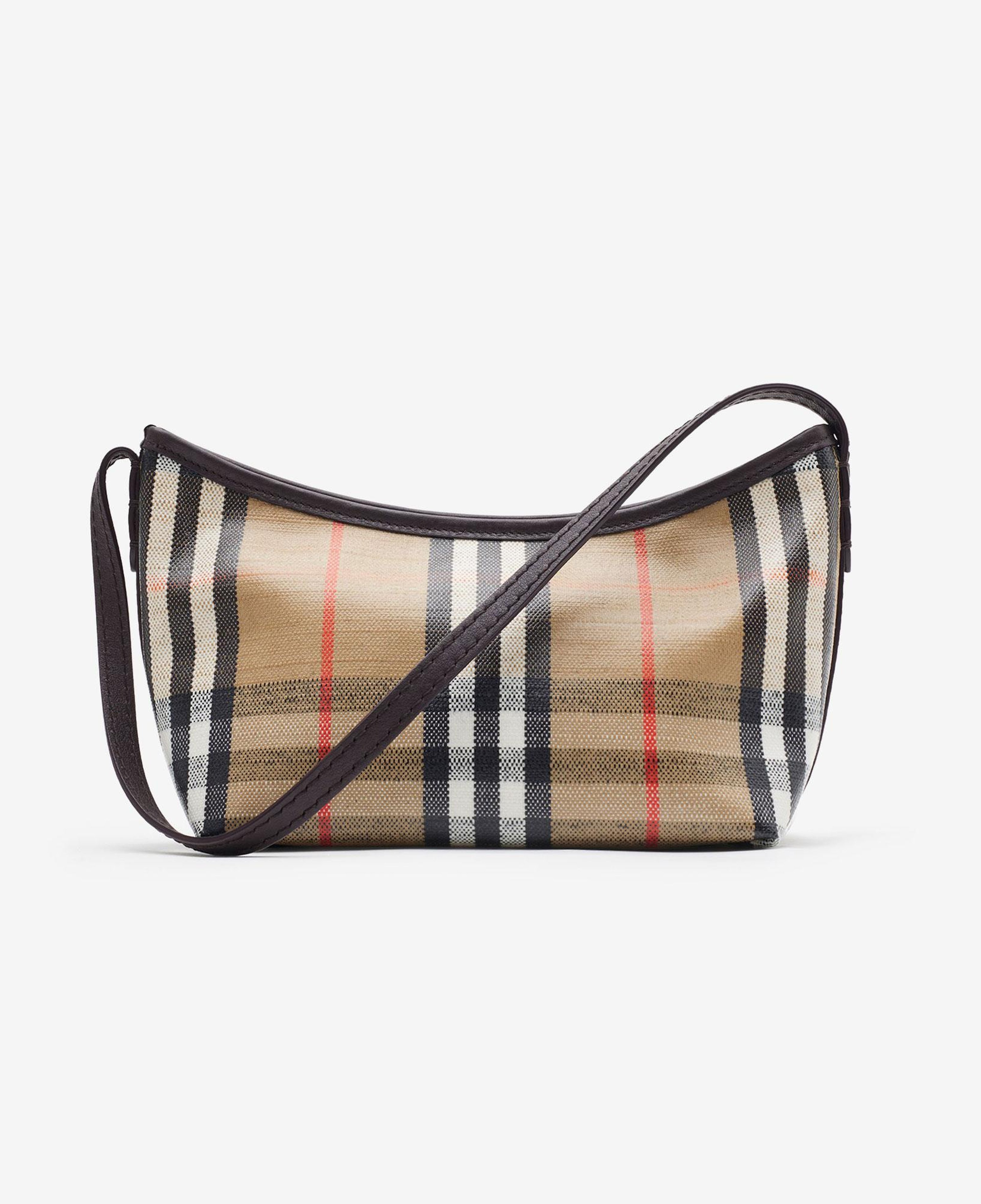 Burberry Baguette Mini Highlands Kadın Bej Keten Omuz Çantası
