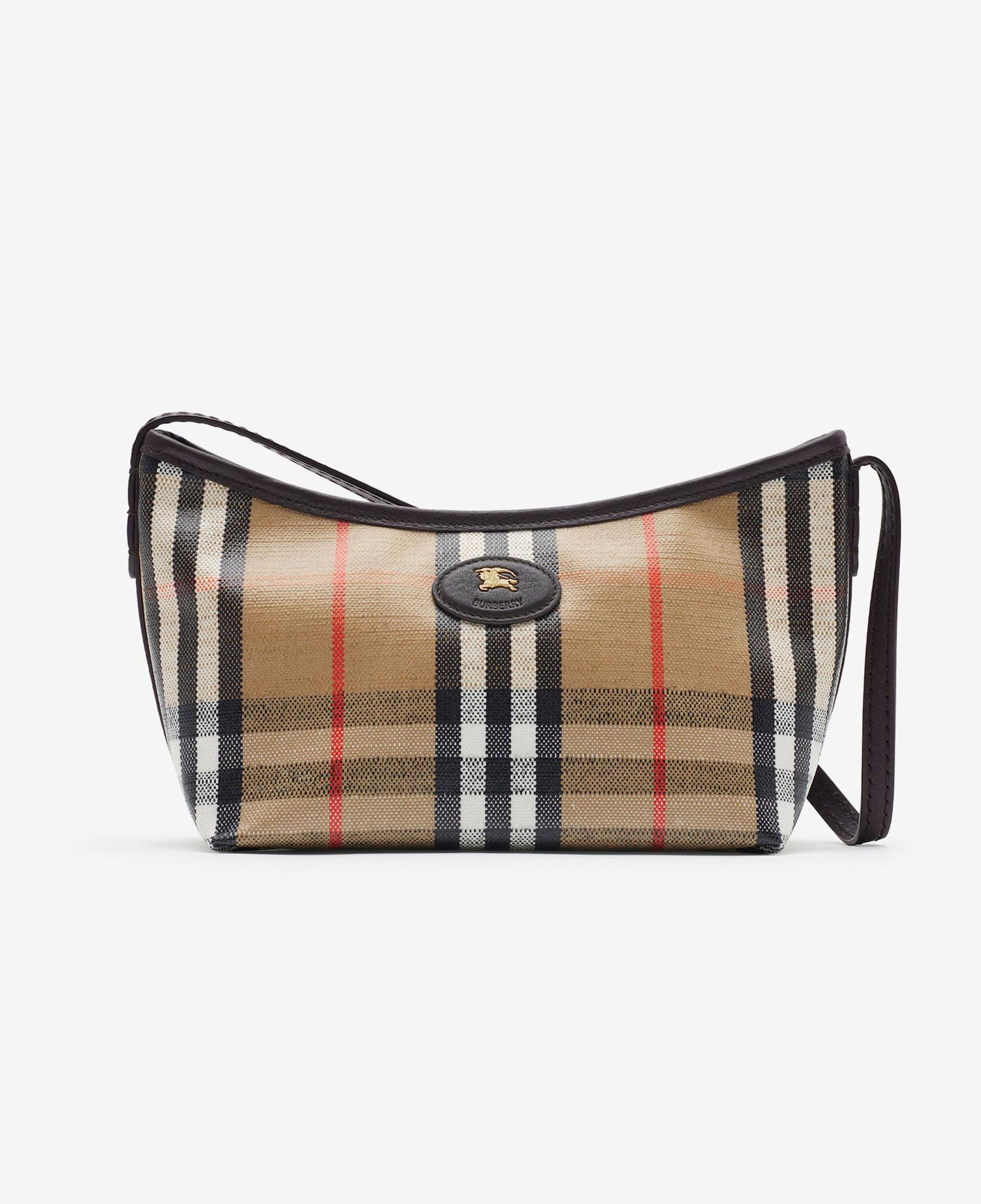 Burberry Baguette Mini Highlands Kadın Bej Keten Omuz Çantası