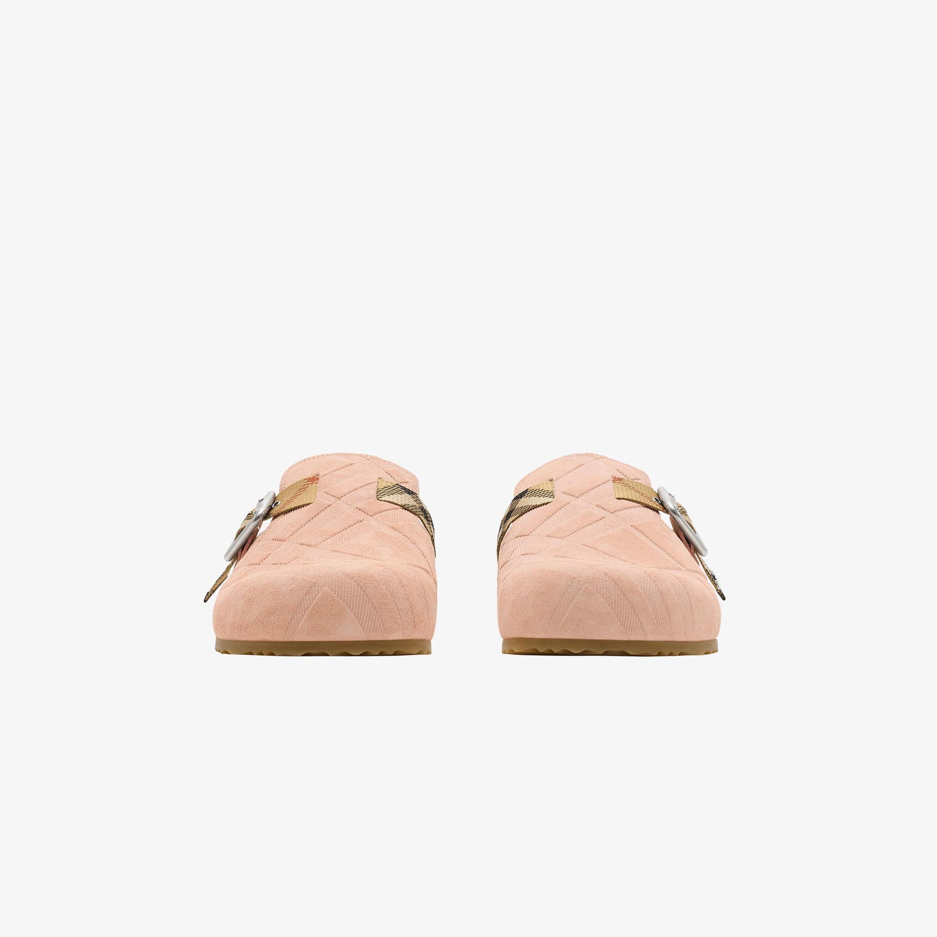 Burberry Check Suede Urchin Clogs Kadın Pembe Terlik