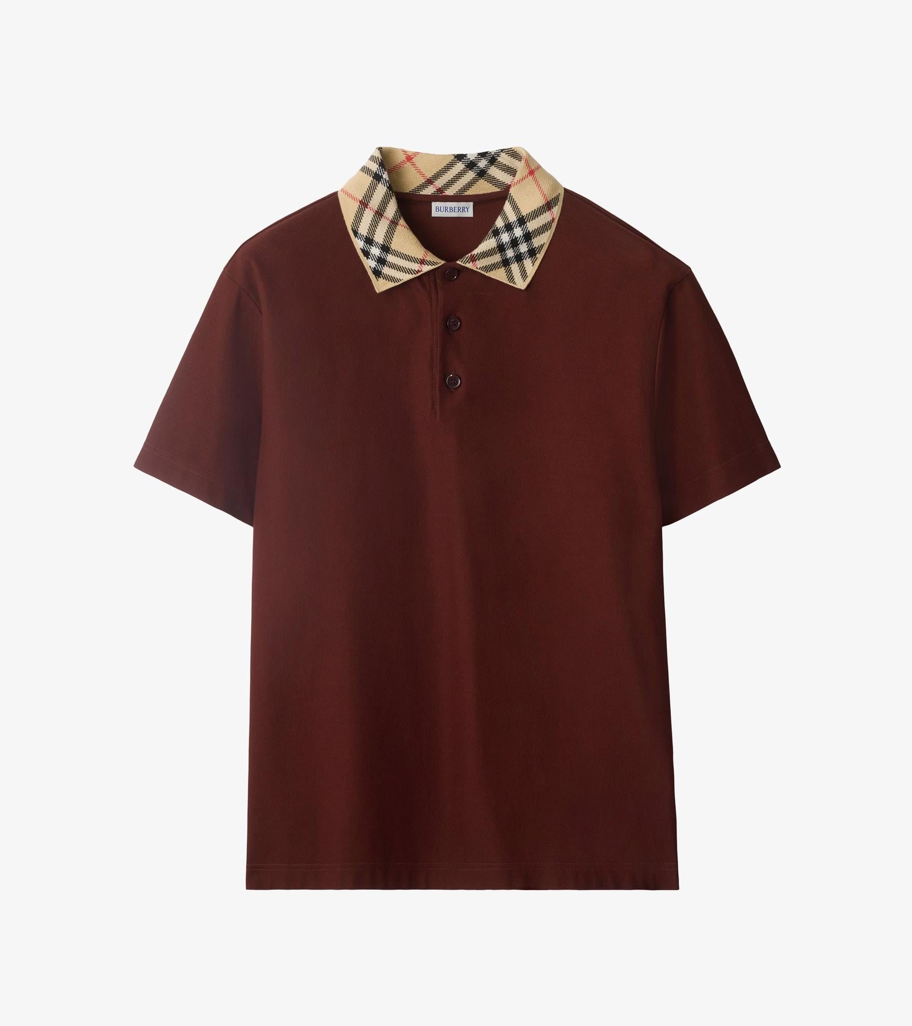 Burberry Check Collar Cotton Erkek Bordo Polo