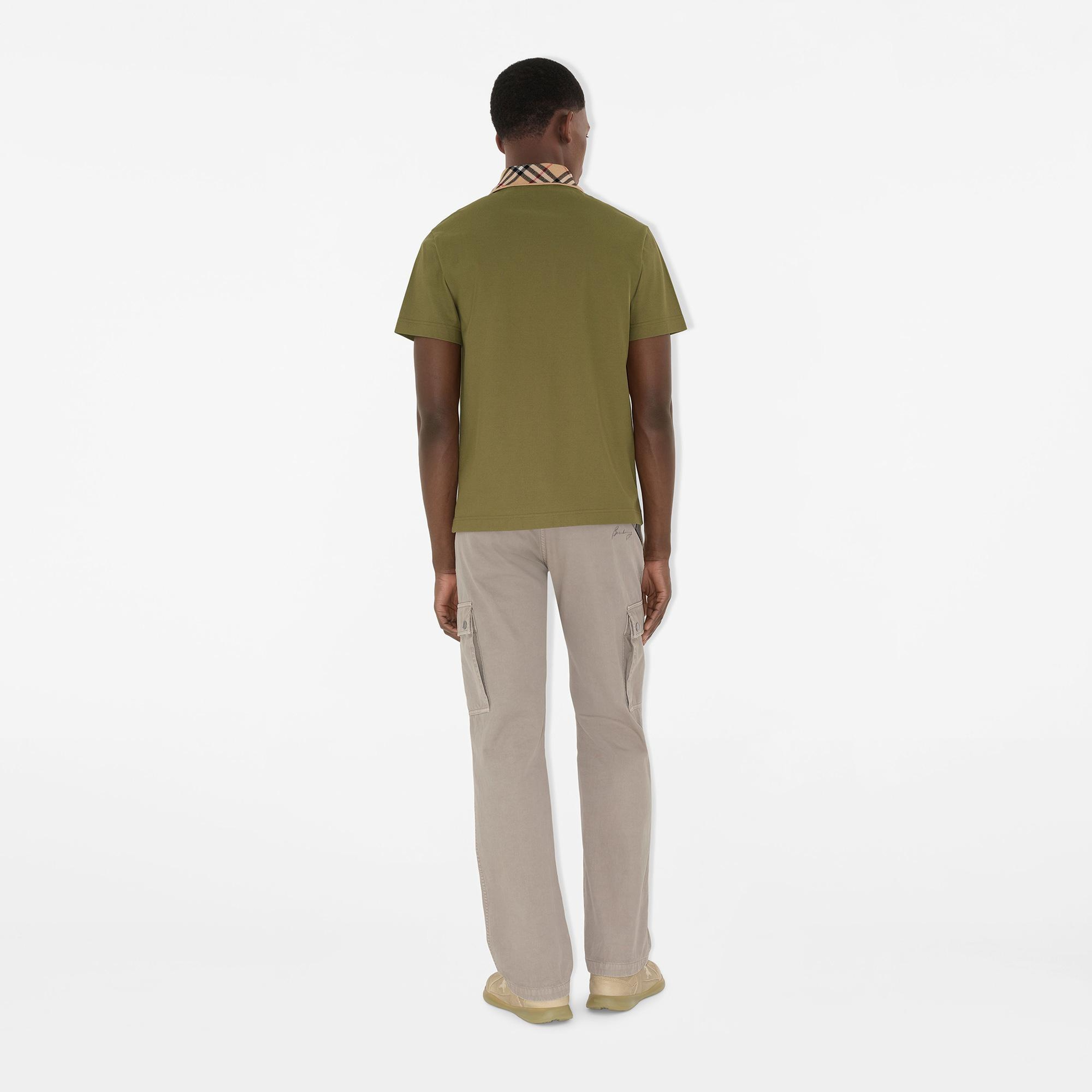 Burberry Check Collar Cotton Erkek Haki Polo