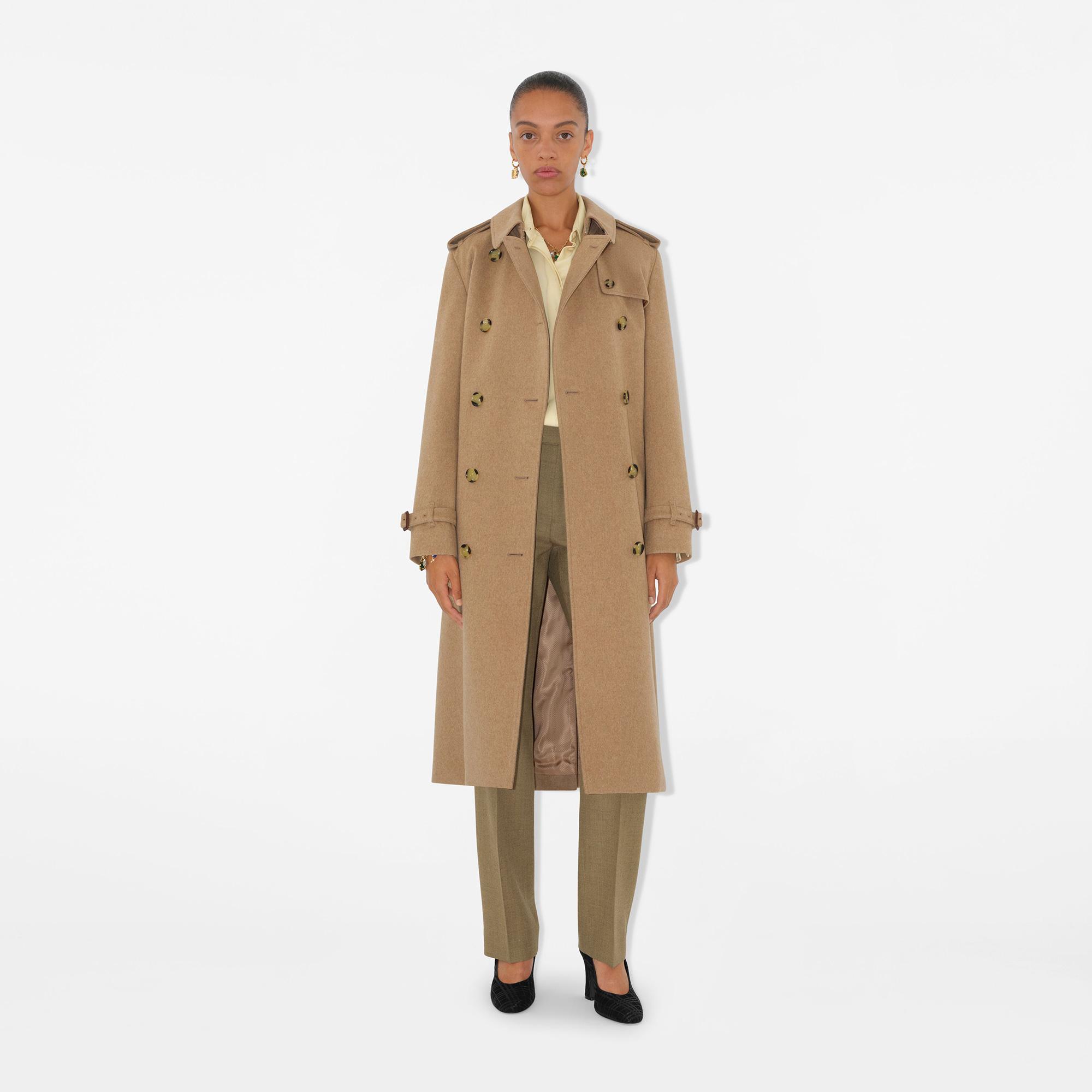 Burberry Long Cashmere Kensington Kadın Bej Kaban