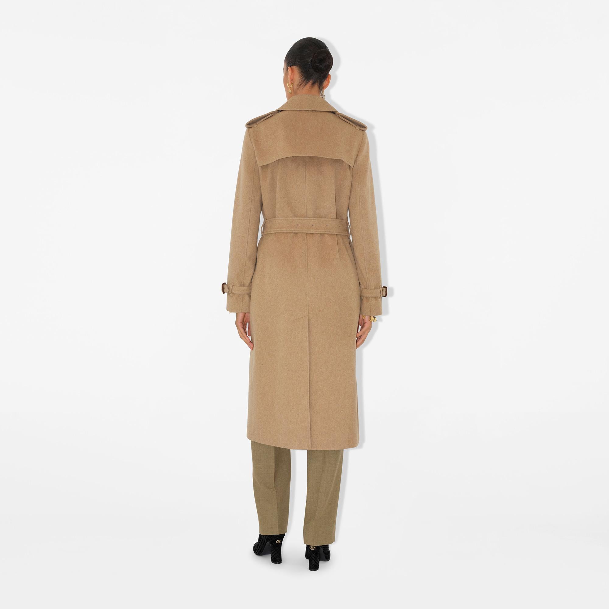 Burberry Long Cashmere Kensington Kadın Bej Kaban