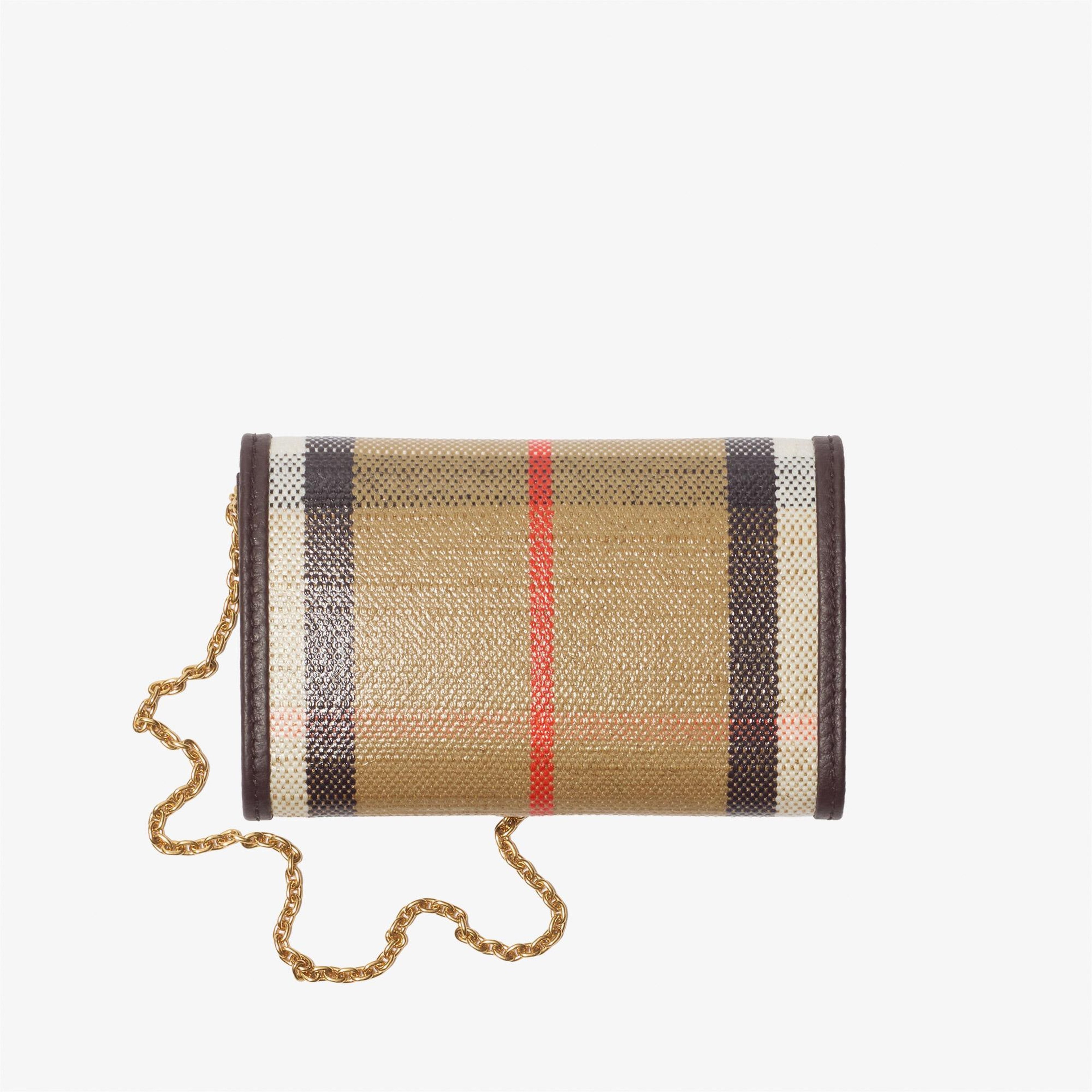 Burberry Highlands Chain Kadın Bej Keten Cüzdan