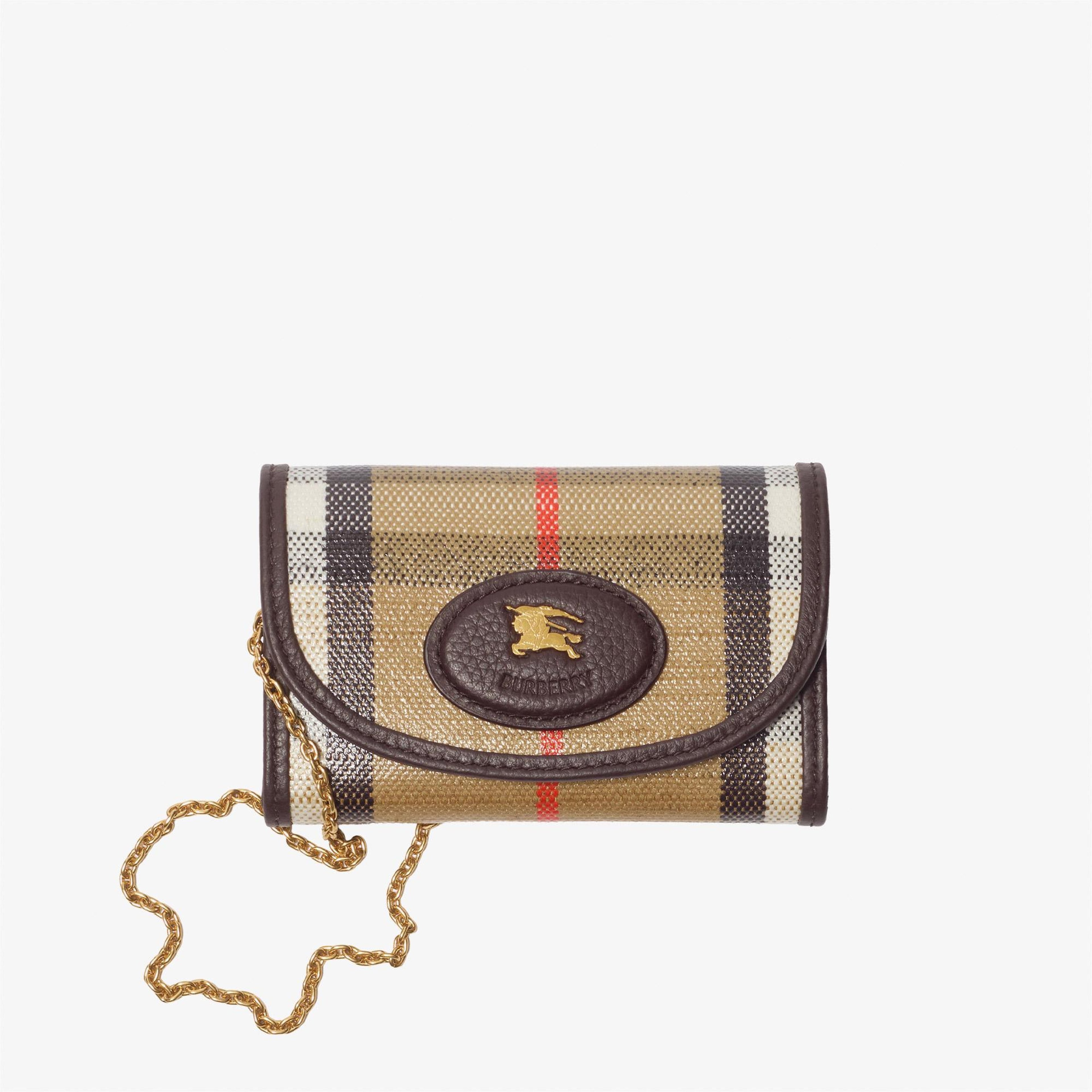 Burberry Highlands Chain Kadın Bej Keten Cüzdan