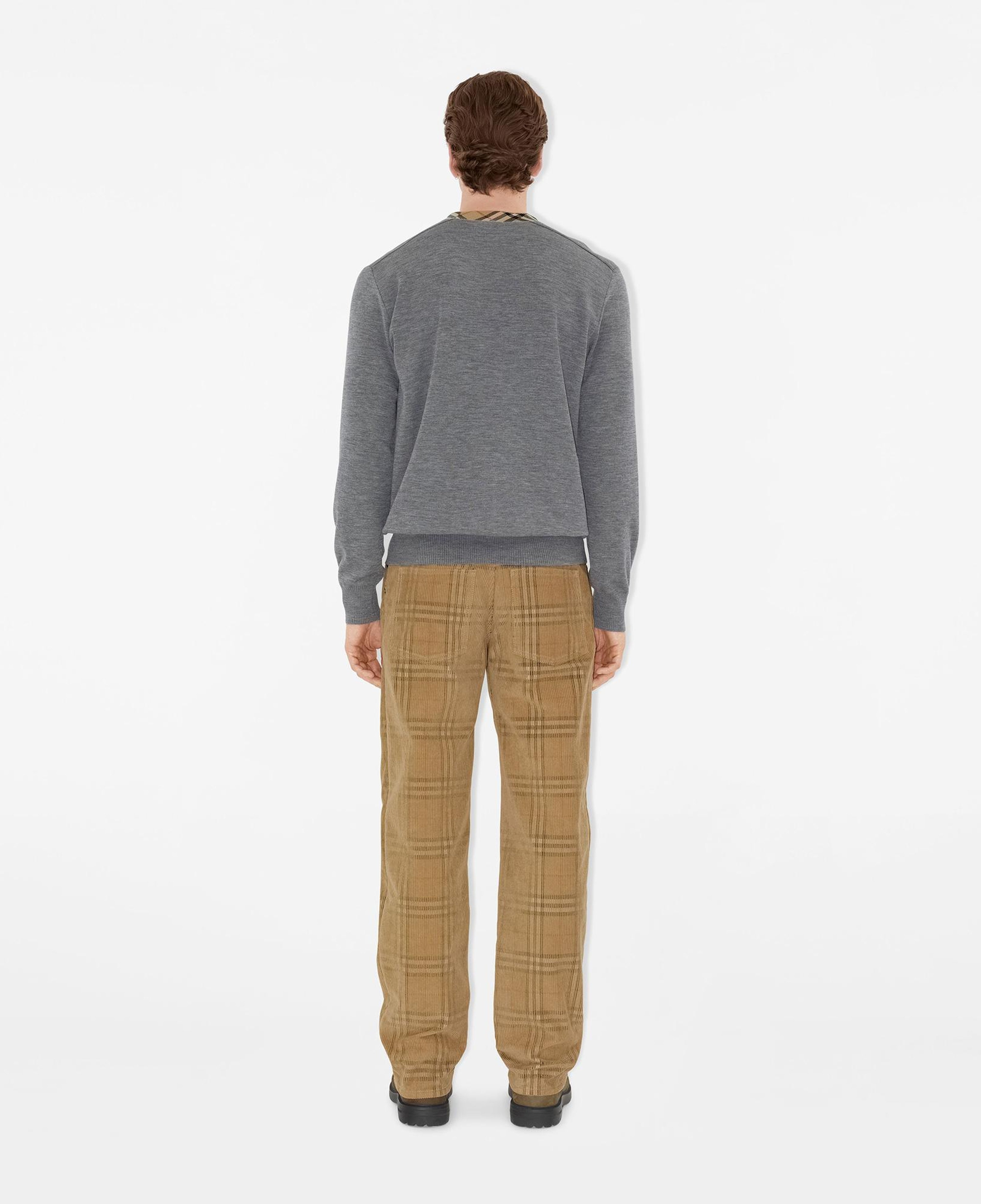 Burberry Michael Check Trim Wool Erkek Gri Triko