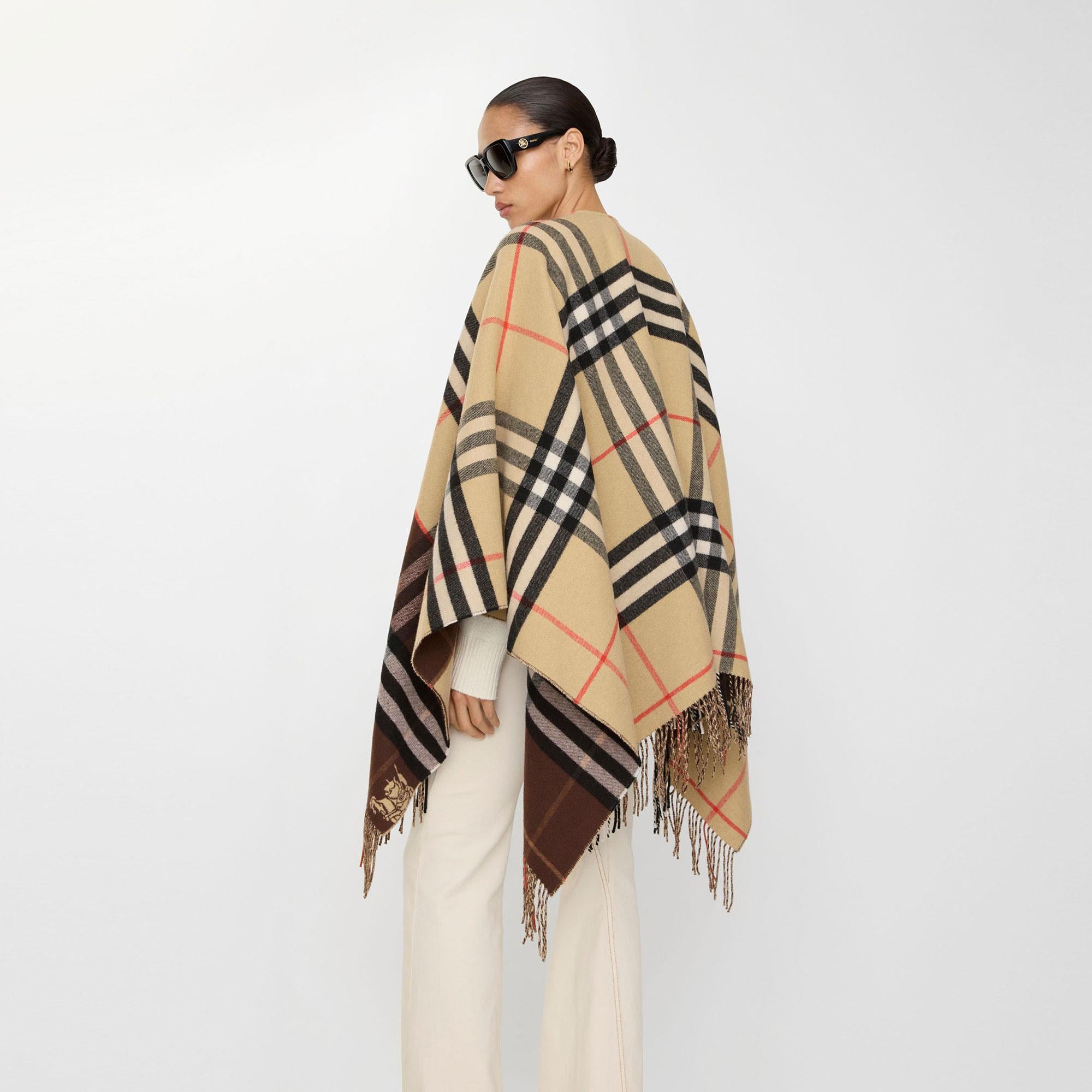Burberry Double Check Kadın Bej Panço